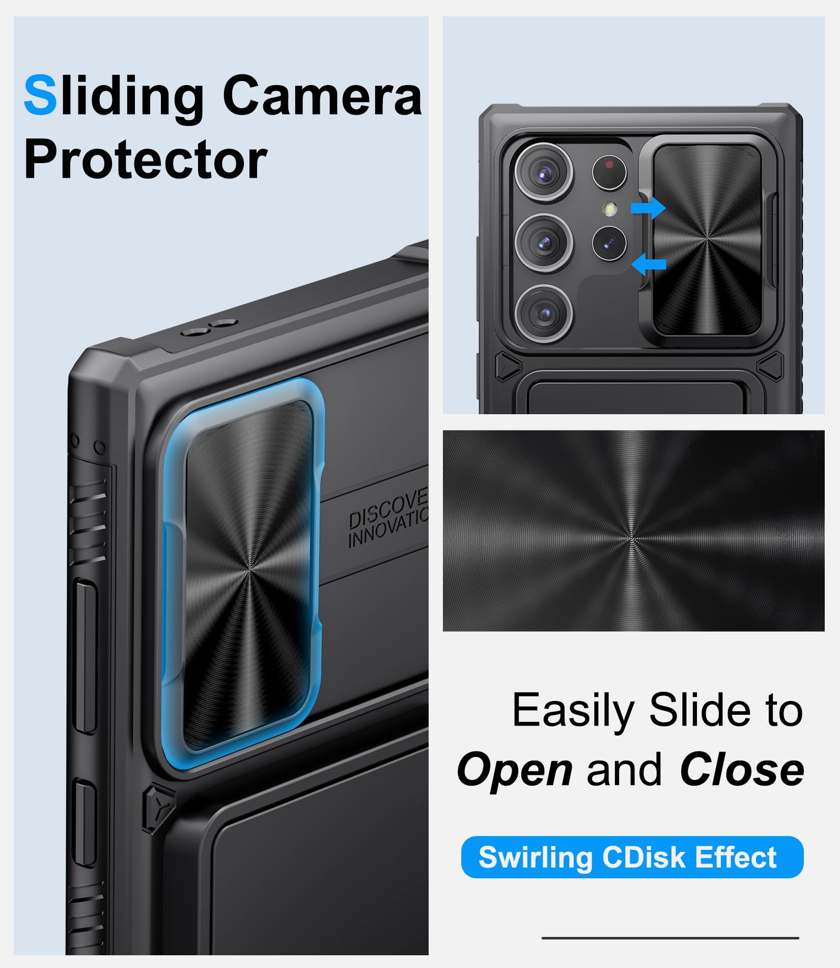 Bxyjy For Samsung Galaxy S24 Ultra Case Wallet, Built In Card Holder (4 5 Cards) & Slide Camera Cover & Kickstand, Military Grad