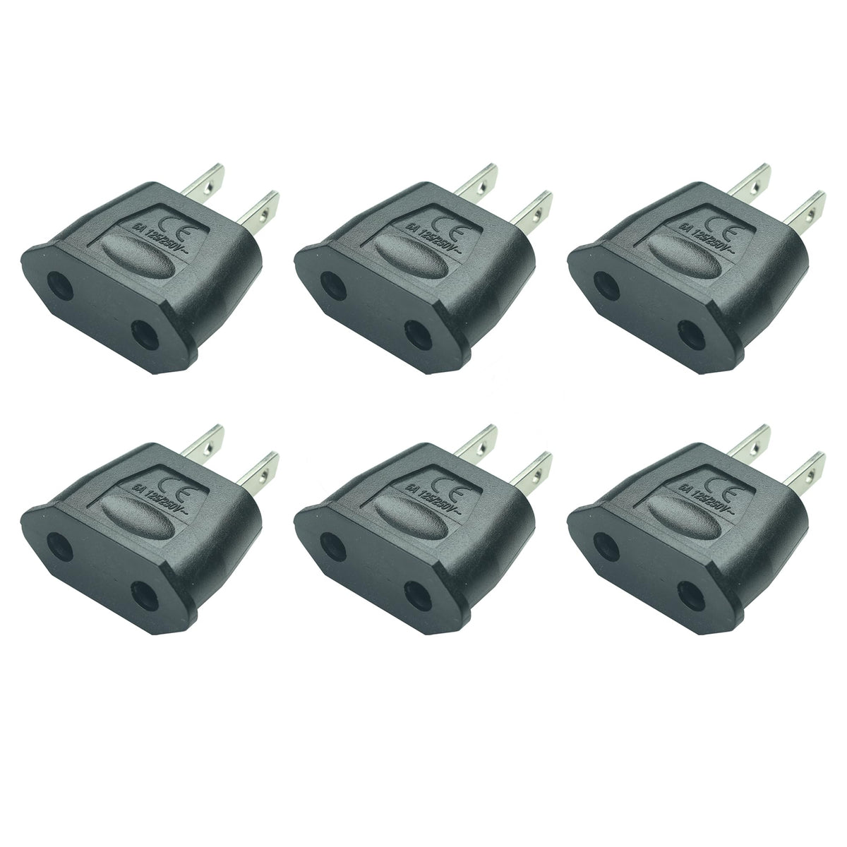 6Pcs Socket Plug Adapter Europe Eu Euro To Us Travel Charger Ac Power Converter,Us 2 Pin Plug To Eu 2 Hole Socket Power Jack Wal