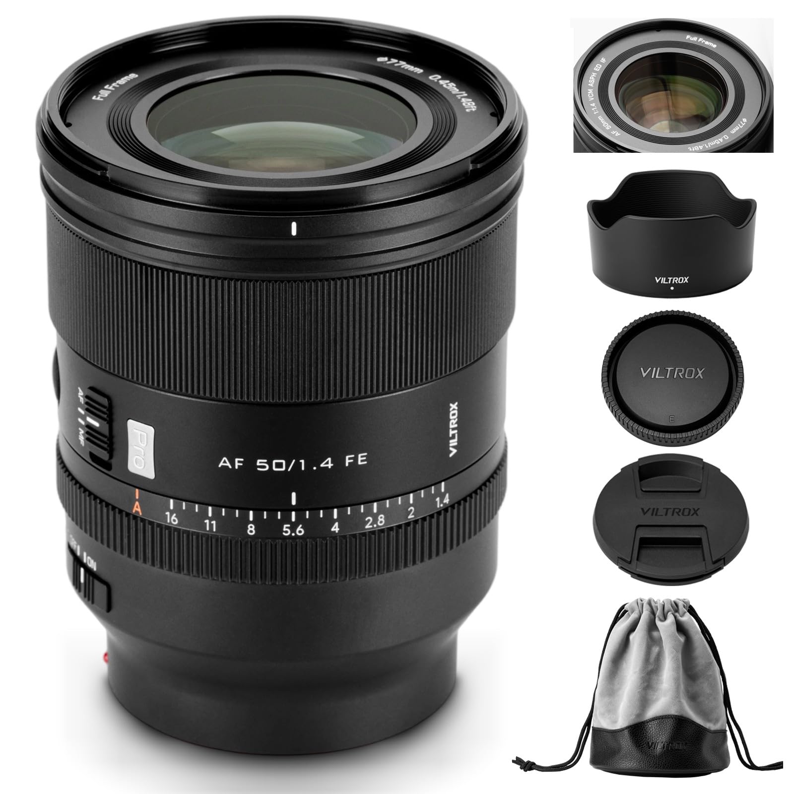 VILTROX 50mm F1.4 Pro FE Full Frame Lens for Sony E, Auto Focus Standard Prime Lens with Large Aperture & HyperVCM Motor for Son