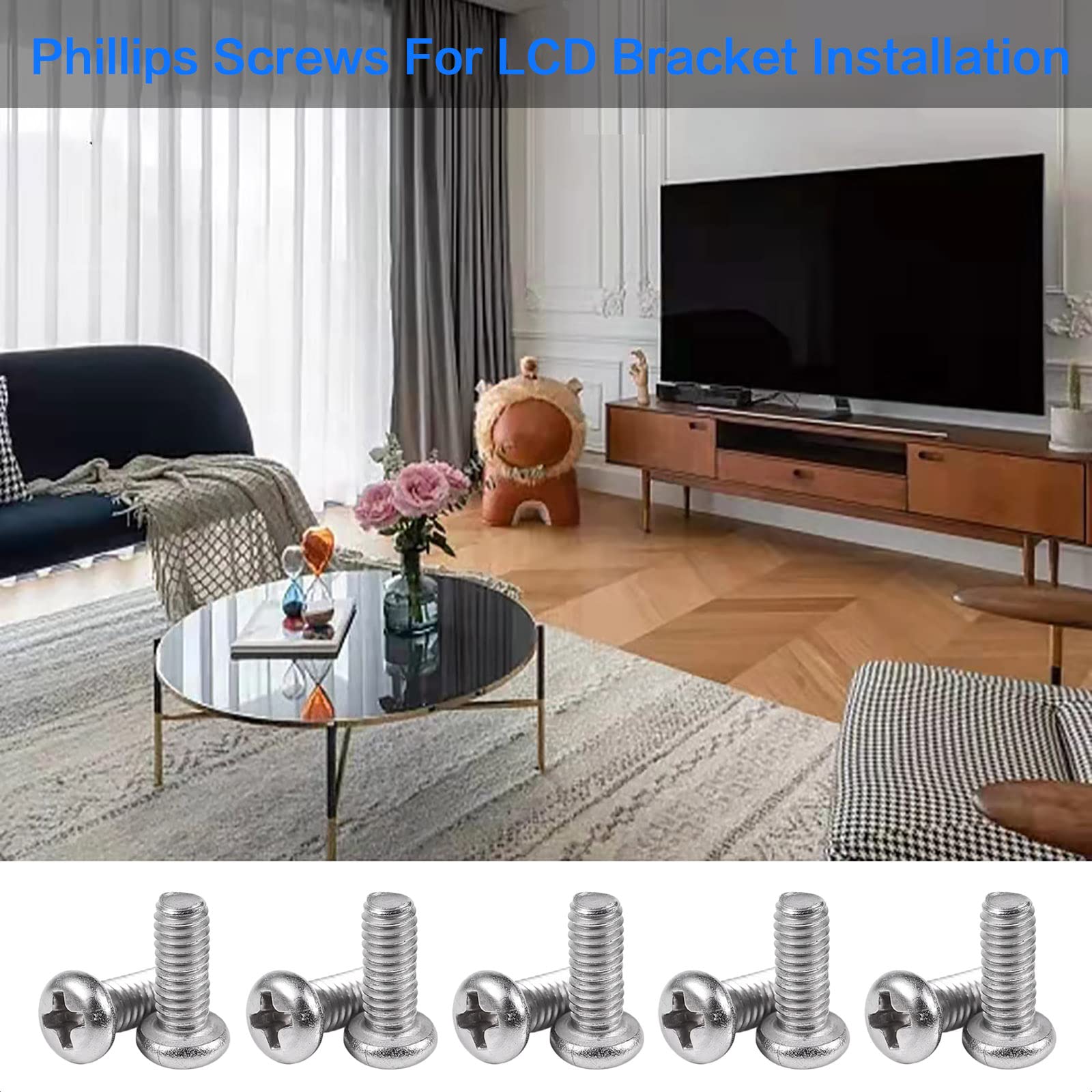 Aleoed M4 X 10Mm Screw For Tv Computer Lcd Monitor Stand Mounting Phillips Head Screw, Pack Of 10