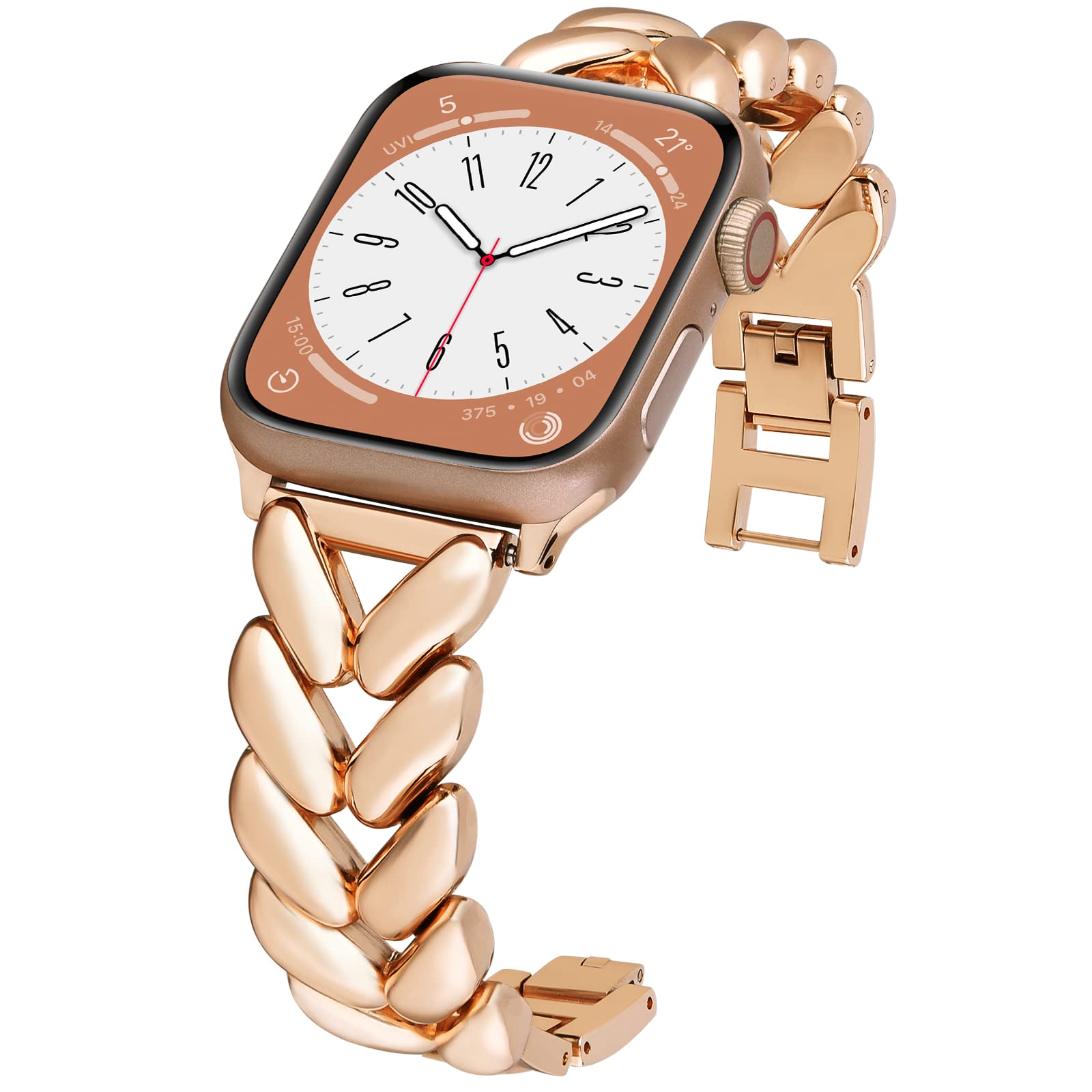 Visoom Rose Gold Bracelet Compatible For Series 8 Apple Watch Band 41Mm/40Mm/38Mm Series 7/Se Women Dressy Luxury Wristband Jewe