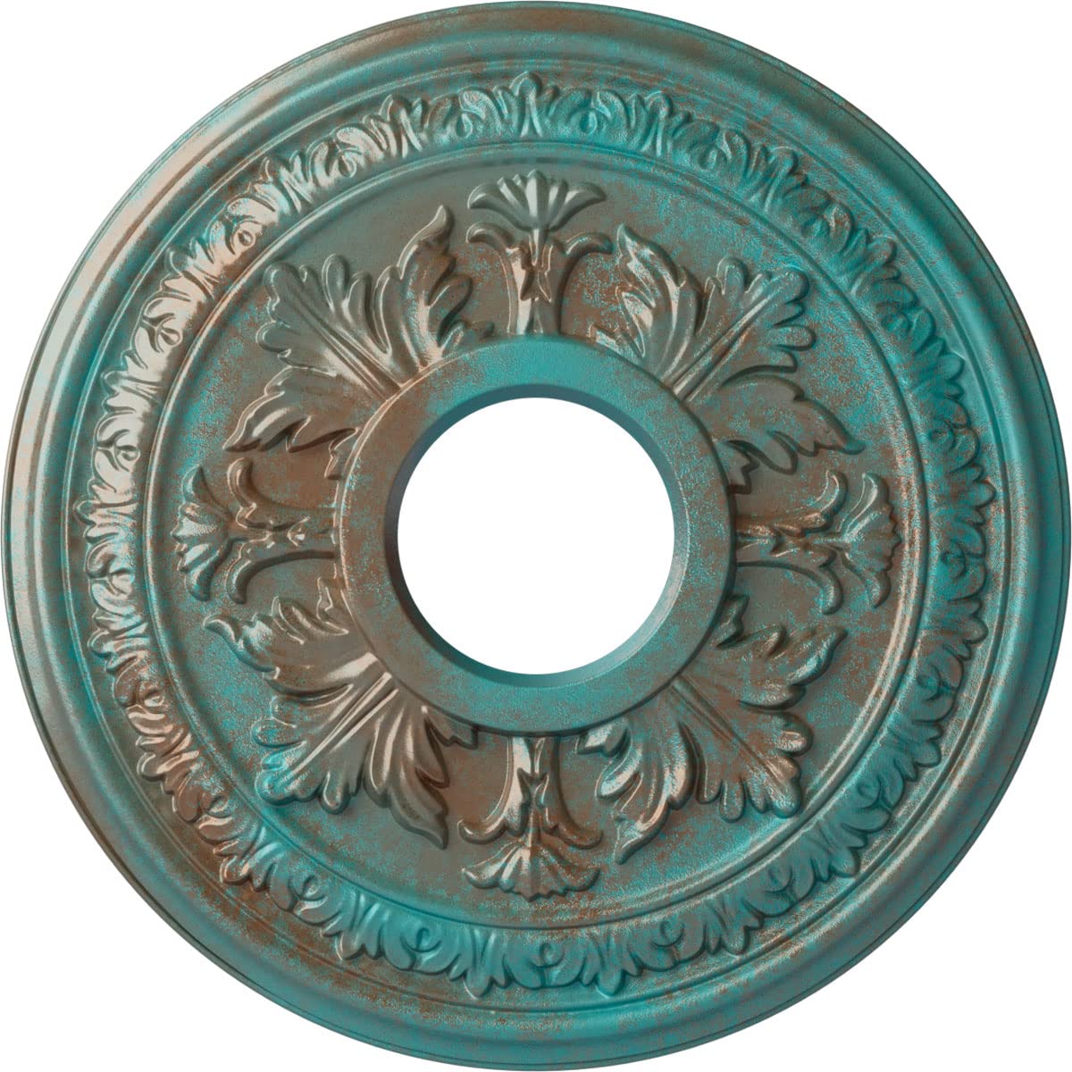 Ekena Millwork CM15BACGS 15 3/8OD X 4 1/4ID X 1 1/2P Baltimore Ceiling Medallion Fits Canopies Up to 5 1/2, Copper Green Patina