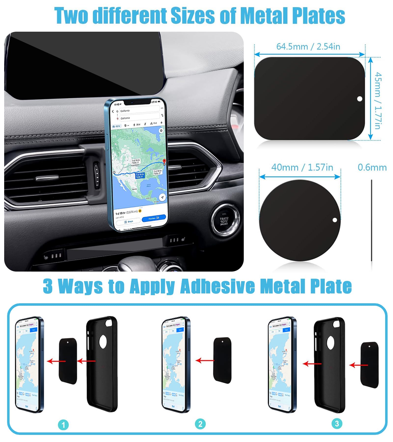Mengfly Car Phone Holder, Magnetic Air Vent Mount for Mazda CX-5 (2017-2024), Compatible with iPhone & Samsung, Black