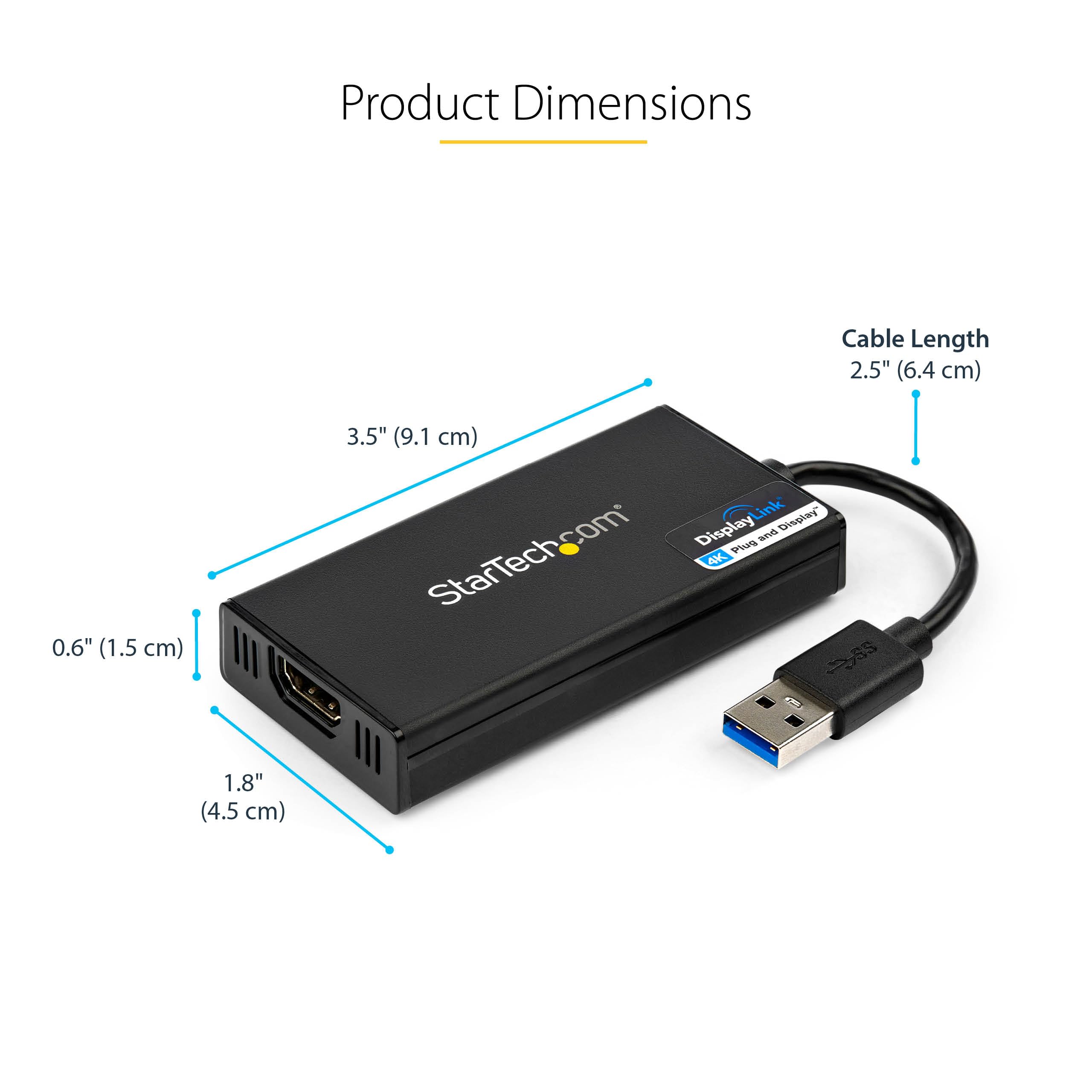 Startech.Com Usb 3.0 To Hdmi Adapter, 4K 30Hz Uhd, Usb To Hdmi Display Adapter, External Adapter For Mac & Windows, Taa
