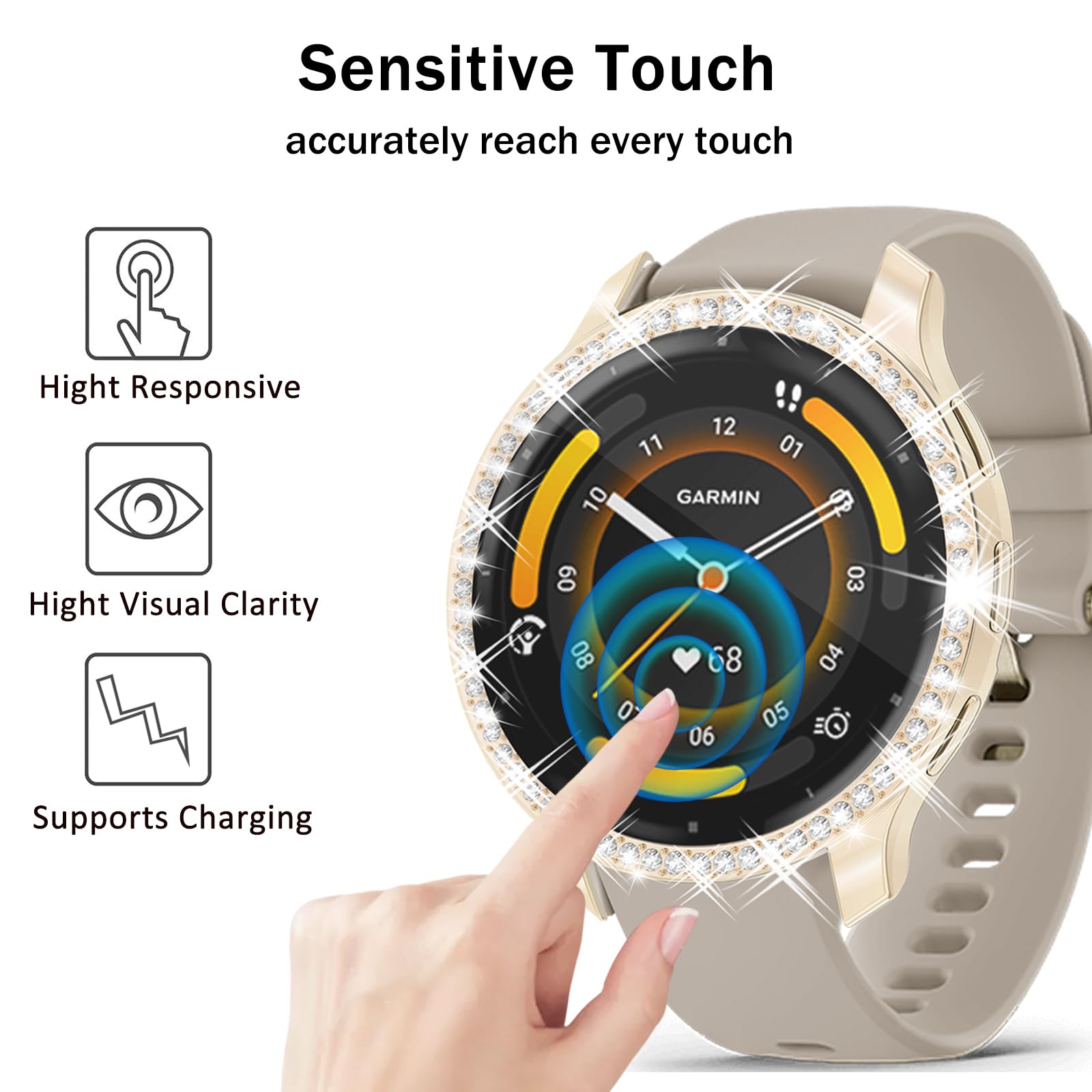 [5Pack] Richone Bling Screen Protector Compatible With Garmin Venu 3S, Diamonds Protective Cases For Venu 3S Smart Watch 41Mm So