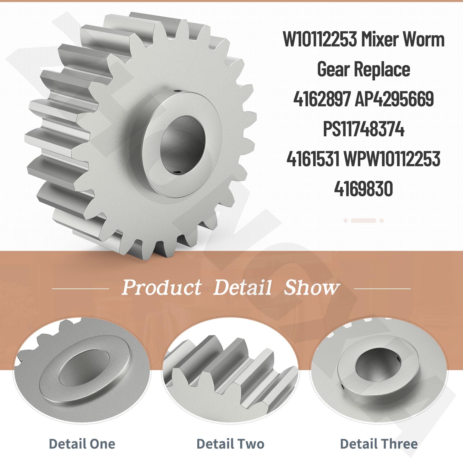 W10112253 Worm Gear Compatible With Whirlpool Kitchen Aid Mixers W10112253 Mixer Worm Gear Replace 4162897 Ap4295669 4161531 Wpw