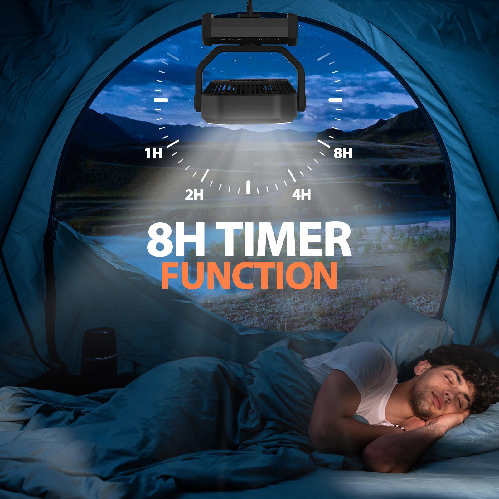 Morecore 20000Mah Rechargeable Camping Fan With Light, 112Hrs Running, 9 Speed, Auto Oscillating, Timer, Led Digital Display, 27