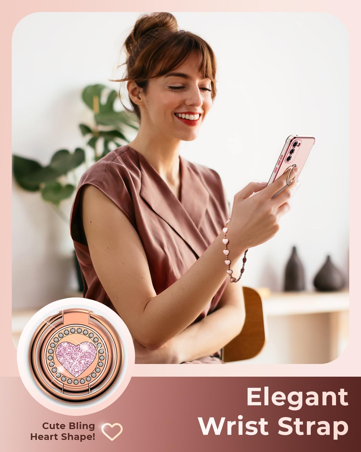 Xyz For Galaxy S23 Plus Case With Stand, For Samsung Galaxy S23 Plus Case With Double Ring, Women Girls Bling Luxury Phone Case