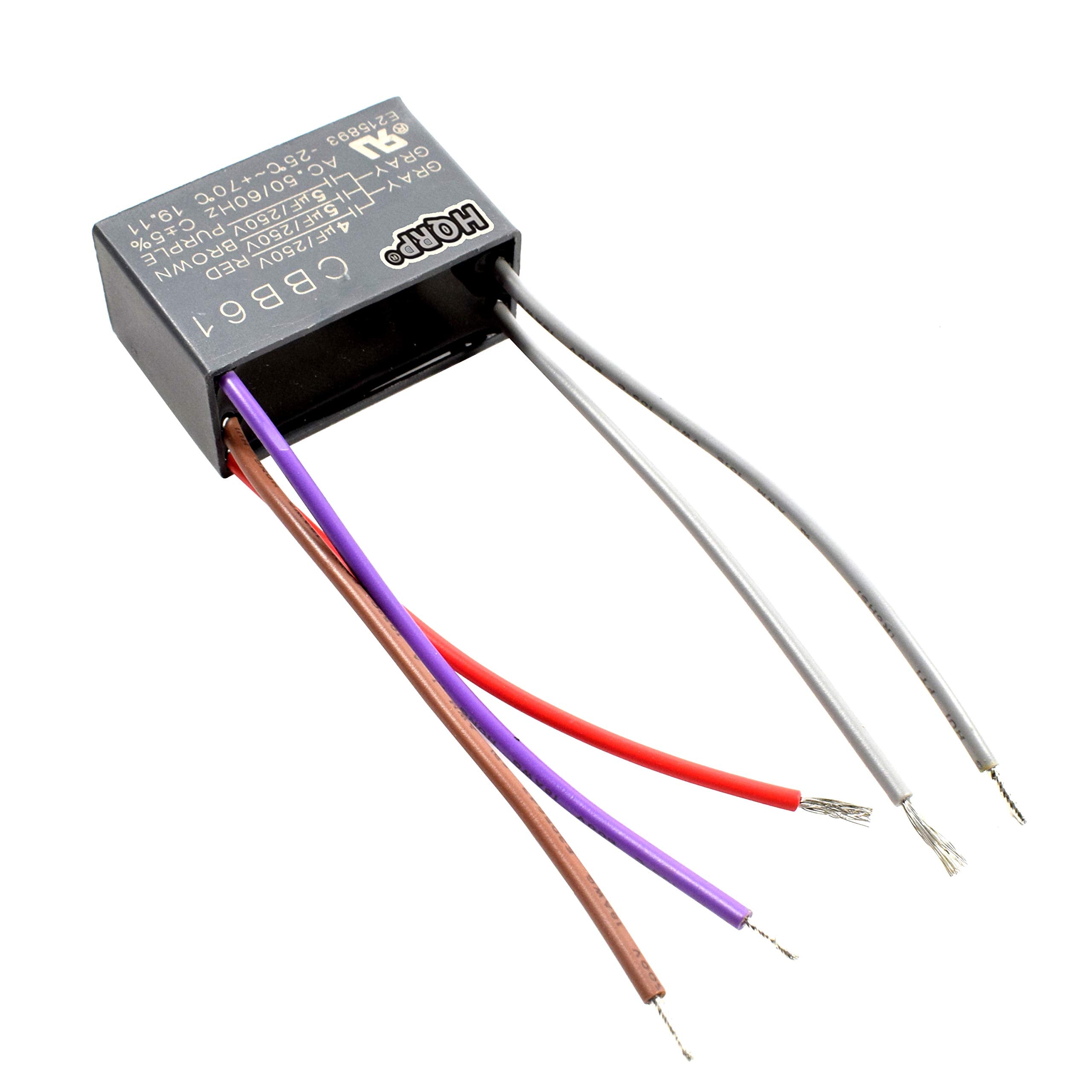 Hqrp 2 Pack Ceiling Fan Capacitor Cbb61 4Uf+5Uf+5Uf 5 Wire