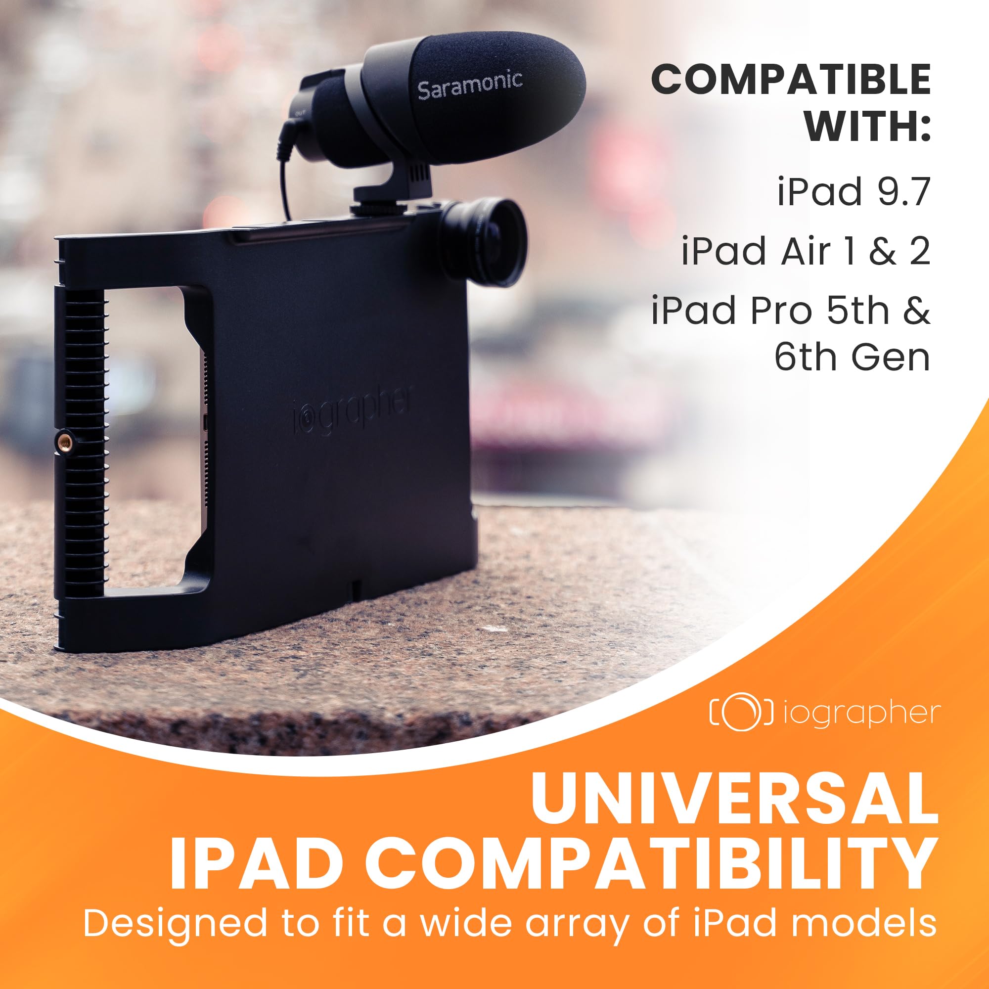Iographer Ipad Case With Handles For Tripod Compatible W/Ipad 9.7 - Ipad Camera Mount For Ipad Air 1 & 2, Ipad Pro 5Th & 6Th Gen