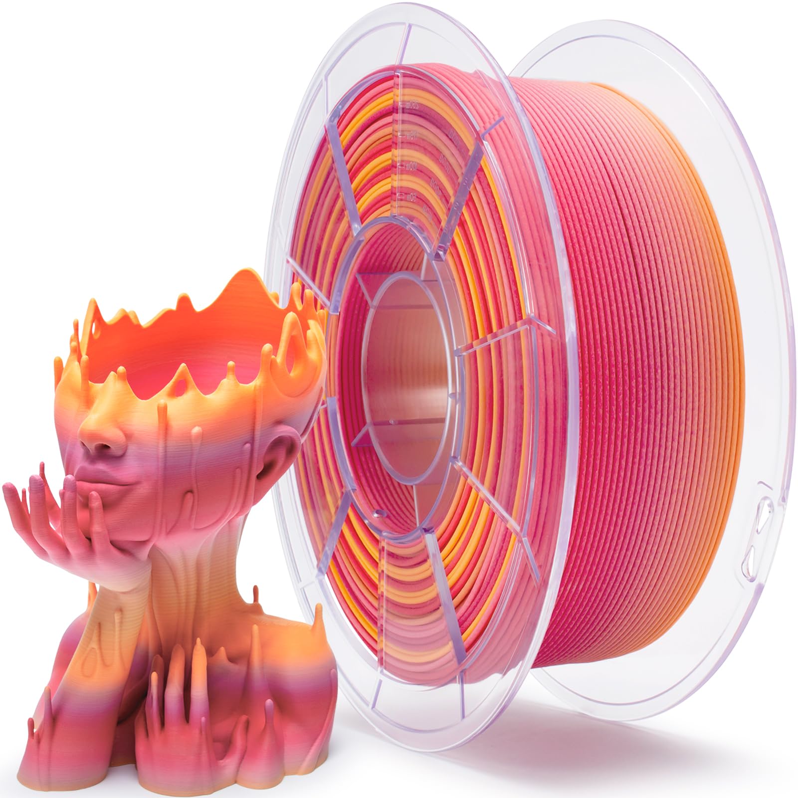 ZIRO Fast Color Changing PLA, Matte Multi Colors Filament 1.75mm, Color Change by Length 3D Printer PLA, Dimensional Accuracy +/