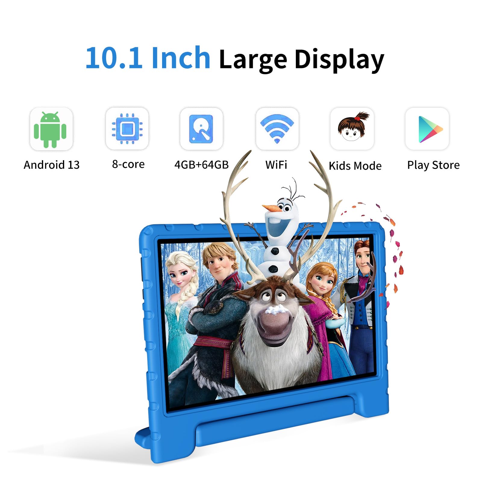 Vneimqn Tablet For Kids, 10 Inch Kids Tablet Android 13, 4Gb+64Gb, Octa-Core, Wifi 6, 12H Battery, Kids Space, Parental Control