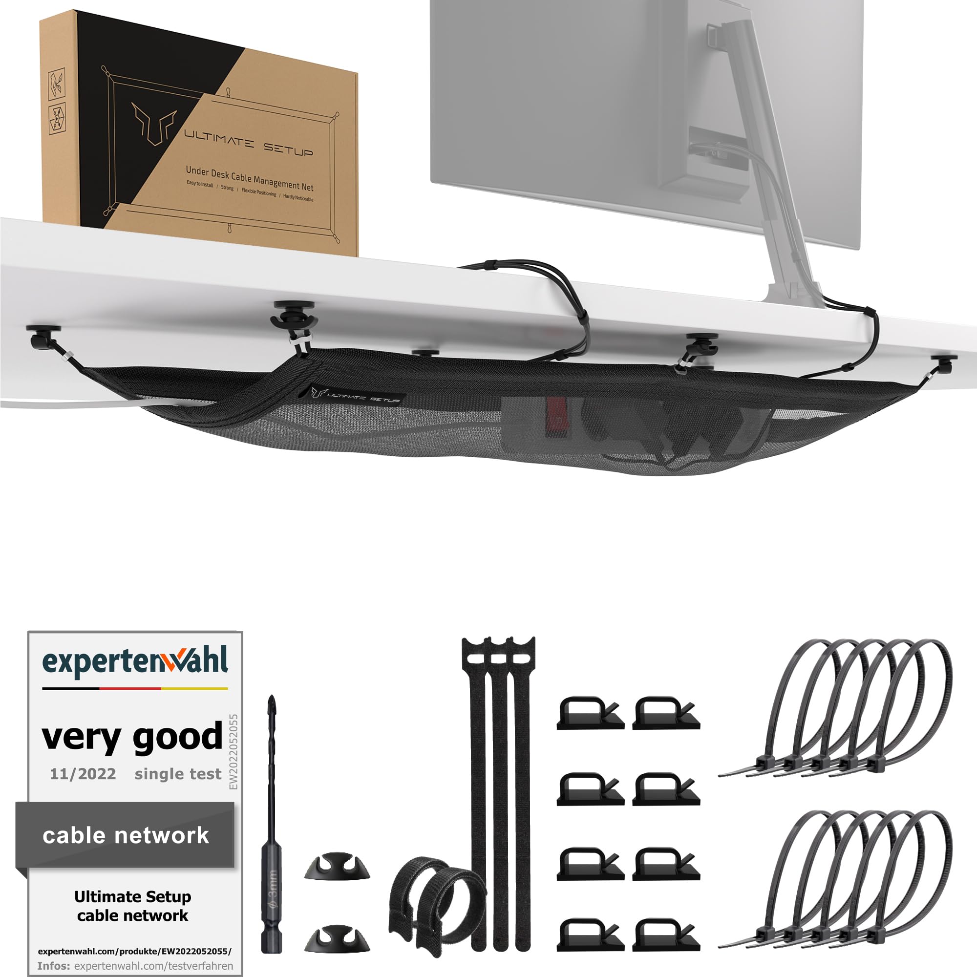Cable Management Net   Under Desk Wire Management   Flexible Under Desk Cable Management Tray Black