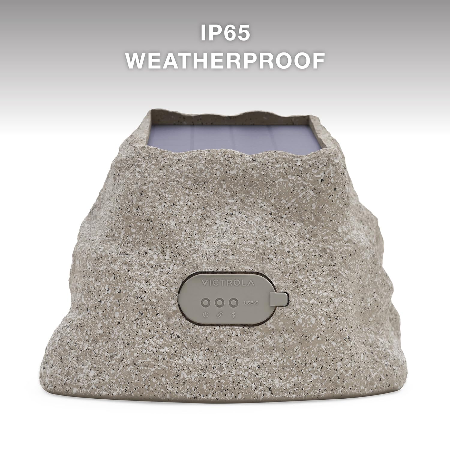 Victrola Rock Speaker Connect, Stone, Wireless Outdoor Speaker With Bluetooth 5.3, 22 Hour Battery Life, With Solar Charging, Li