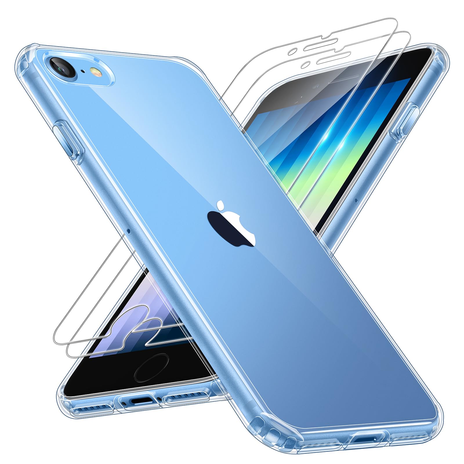 Tauri For Iphone Se Case 2022/3Rd/2020/2Rd, For Iphone 8/7 Case Clear, [Not Yellowing] With 2X Tempered Glass Screen Protectors,