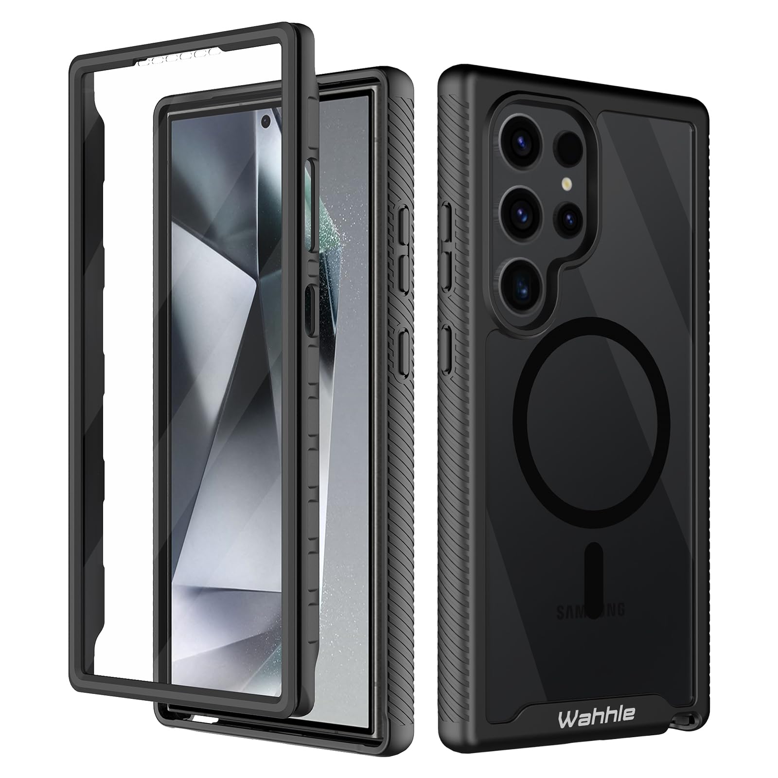 Wahhle Compatible With Samsung Galaxy S24 Ultra Case, Magnetic Wireless Charging Built In Screen Protector Full Body Shockproof