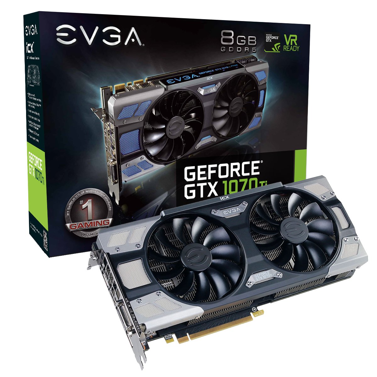 Evga Geforce Gtx 1070 Ti Ftw2 Gaming, 8Gb Gddr5, Icx Technology   9 Thermal Sensors & Rgb Led G/P/M, Asynch Fan, Optimized Airfl