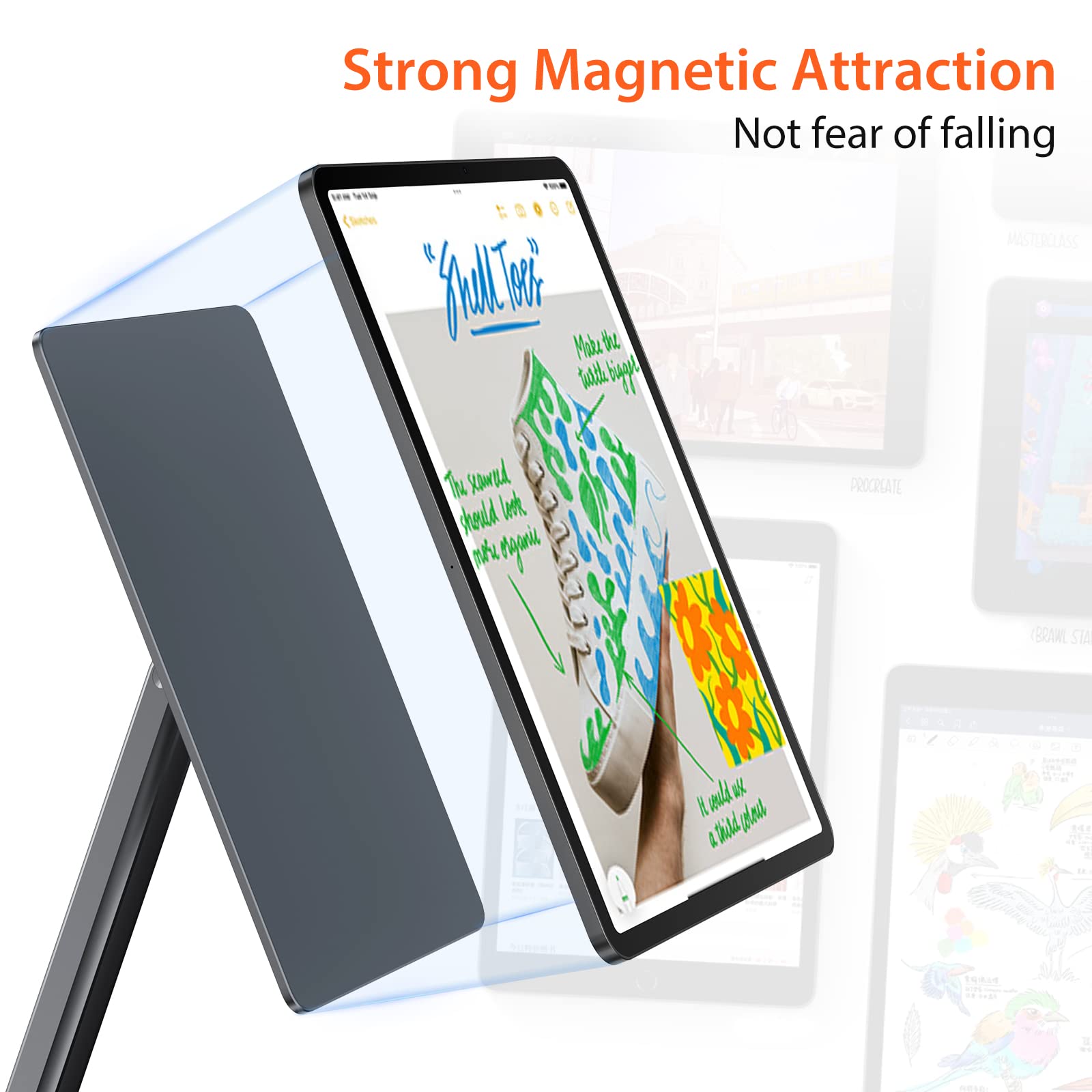 Ku Xiu Magnetic Ipad Pro 11 Stand, Foldable Arm Tablet Holder For Working, Multi-Node Adjustable Premium Portable Ipad Mount For