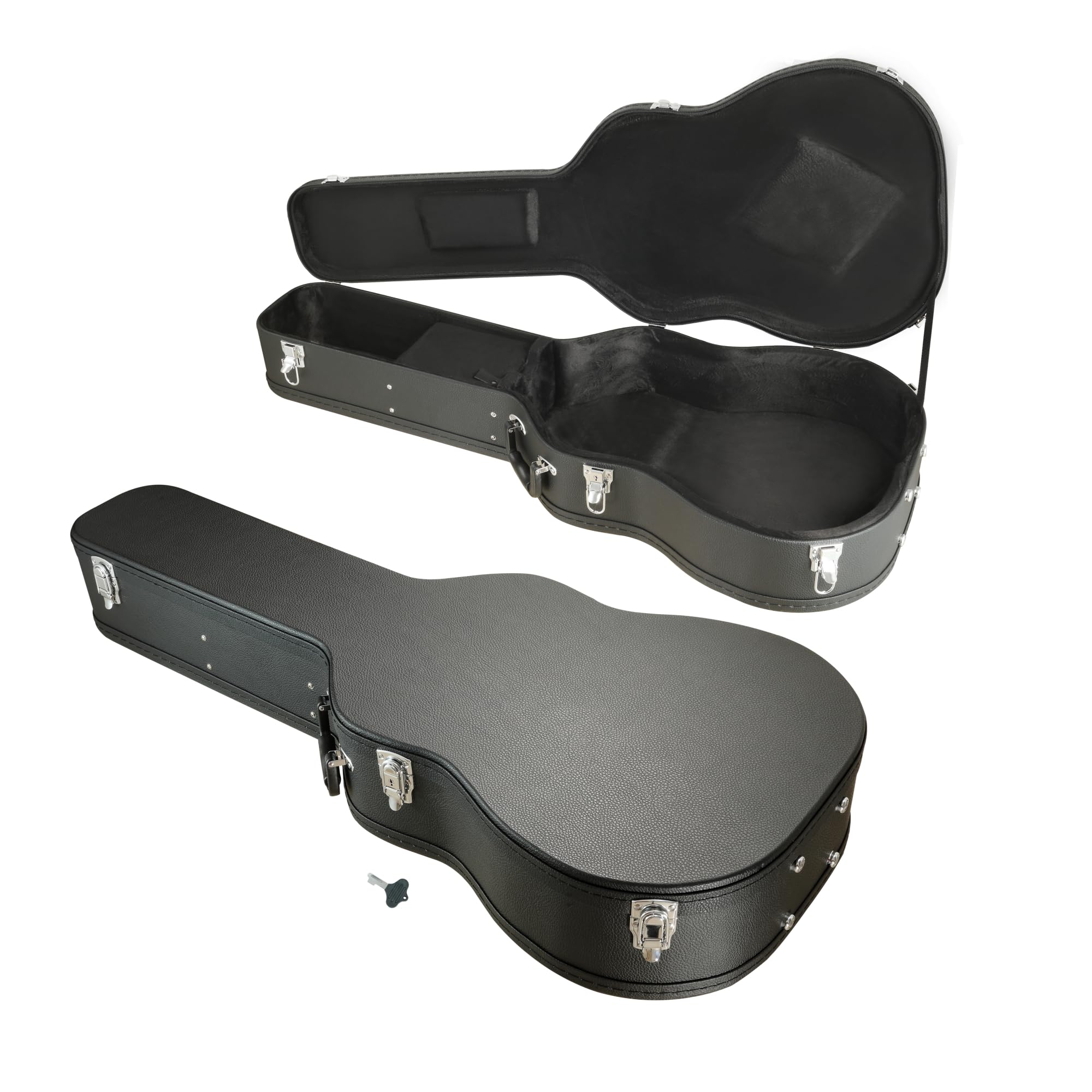 TOPURWAY 41 Inch Acoustic Guitar Hard Case Wooden Guitar Hard Shell for Acoustic Carrying Case with 2 Lock Latch Key, Black