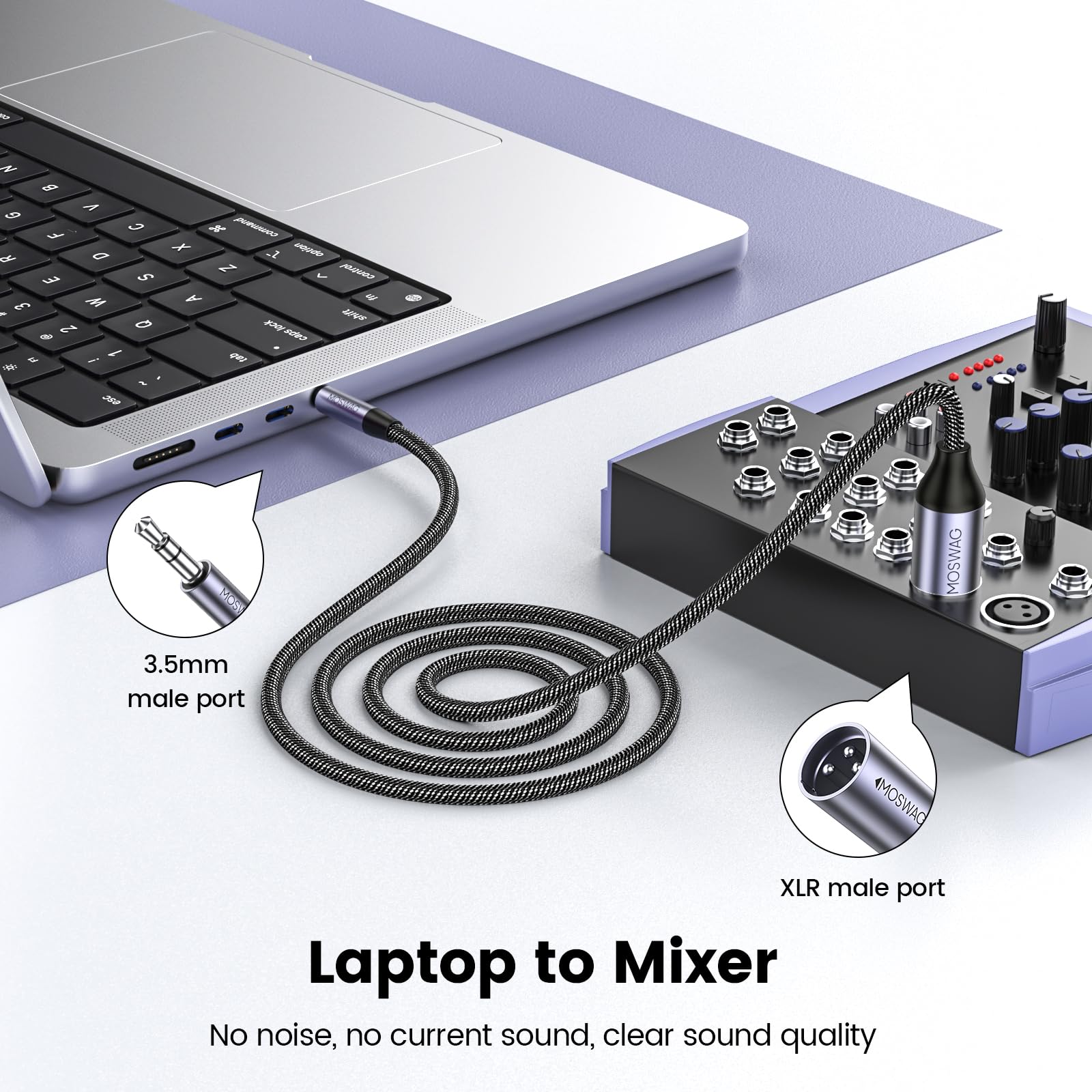 Moswag 3.5Mm To Xlr Cable 3Ft, 3.5Mm To Xlr Micphone Cable, 1/8 Inch To Xlr Male Cable, Mini Jack Aux To Xlr Male Gold Plated Co