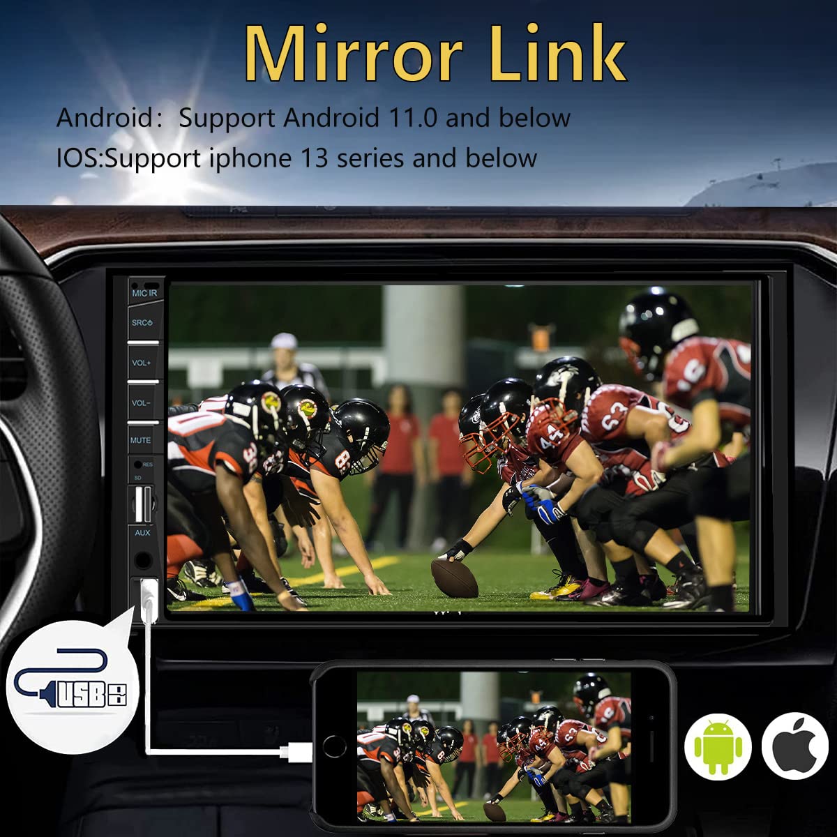 Naifay Double Din Car Stereo Compatible With Apple Carplay And Android Auto, 7 Inch Hd Touchscreen Car Radio Car Audio Receivers