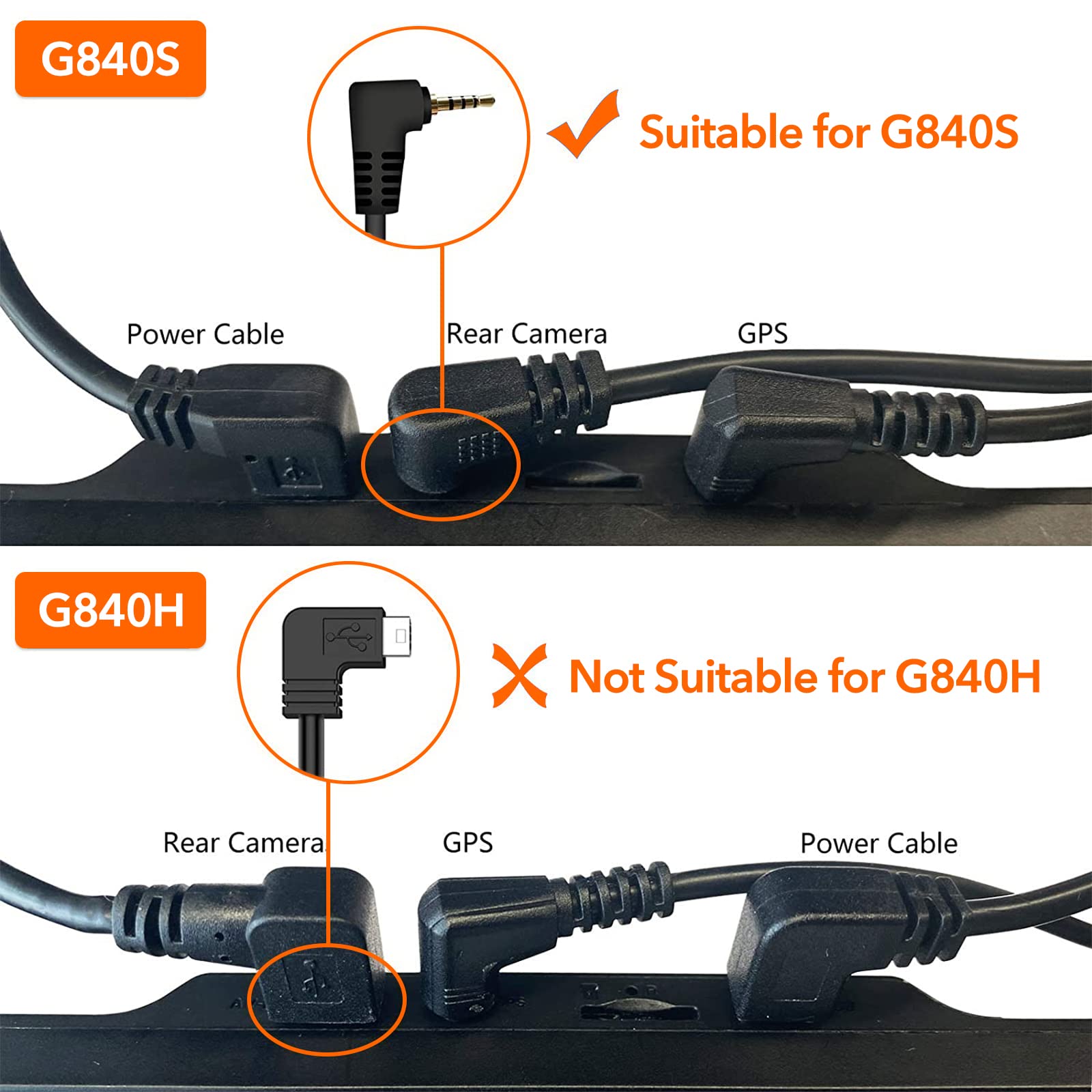 Wolfbox 50 Feet Rear Camera Longer Replacement Cable For I17 / I07 / G840S / G840H / G900 / G930 / G850 / G850Pro / G900Pro Vers