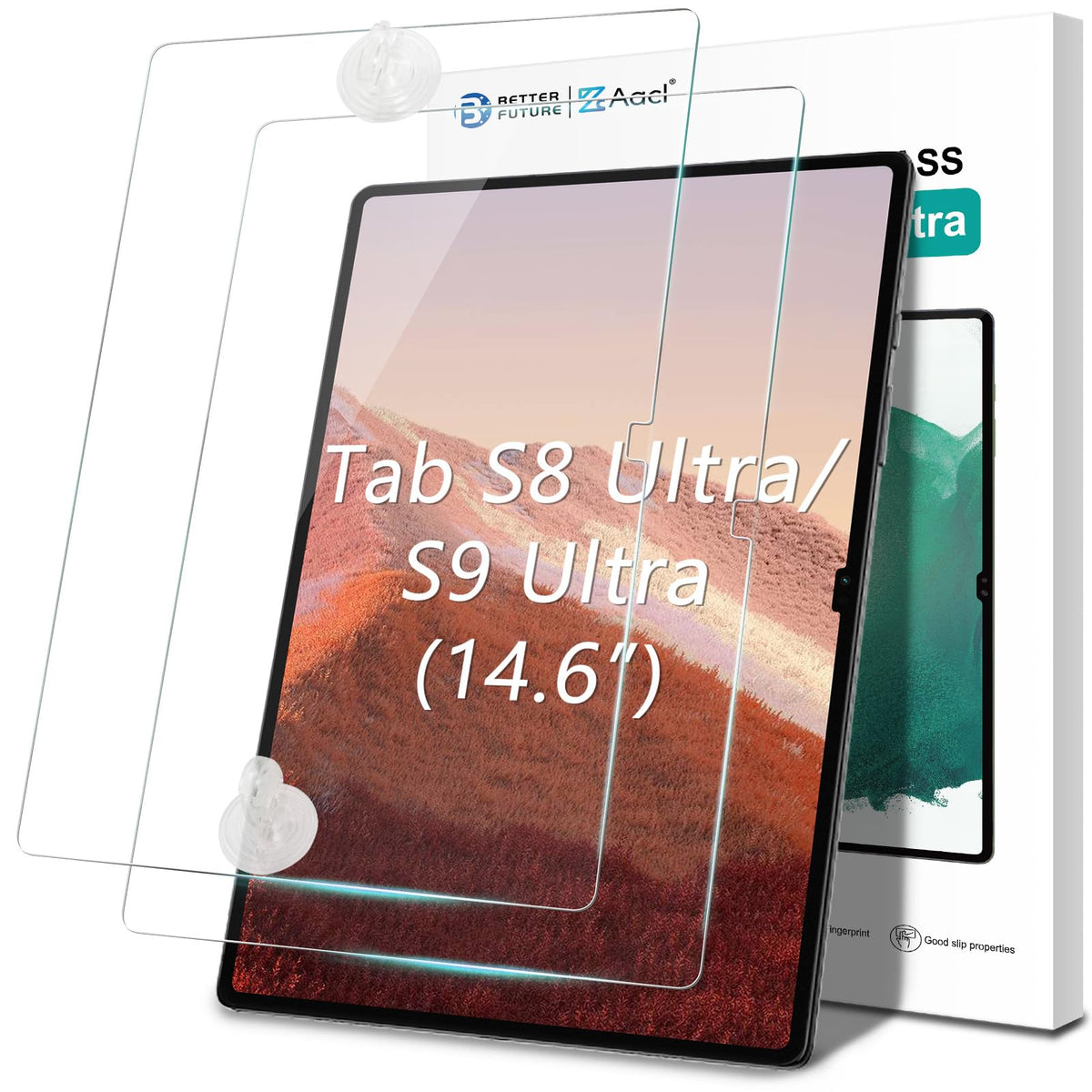 Aacl [2 Pack] Tempered Glass For Samsung Galaxy Tab S9 Ultra/Tab S8 Ultra Screen Protector(14.6 Inch), [Bubble-Free][Anti-Scratc
