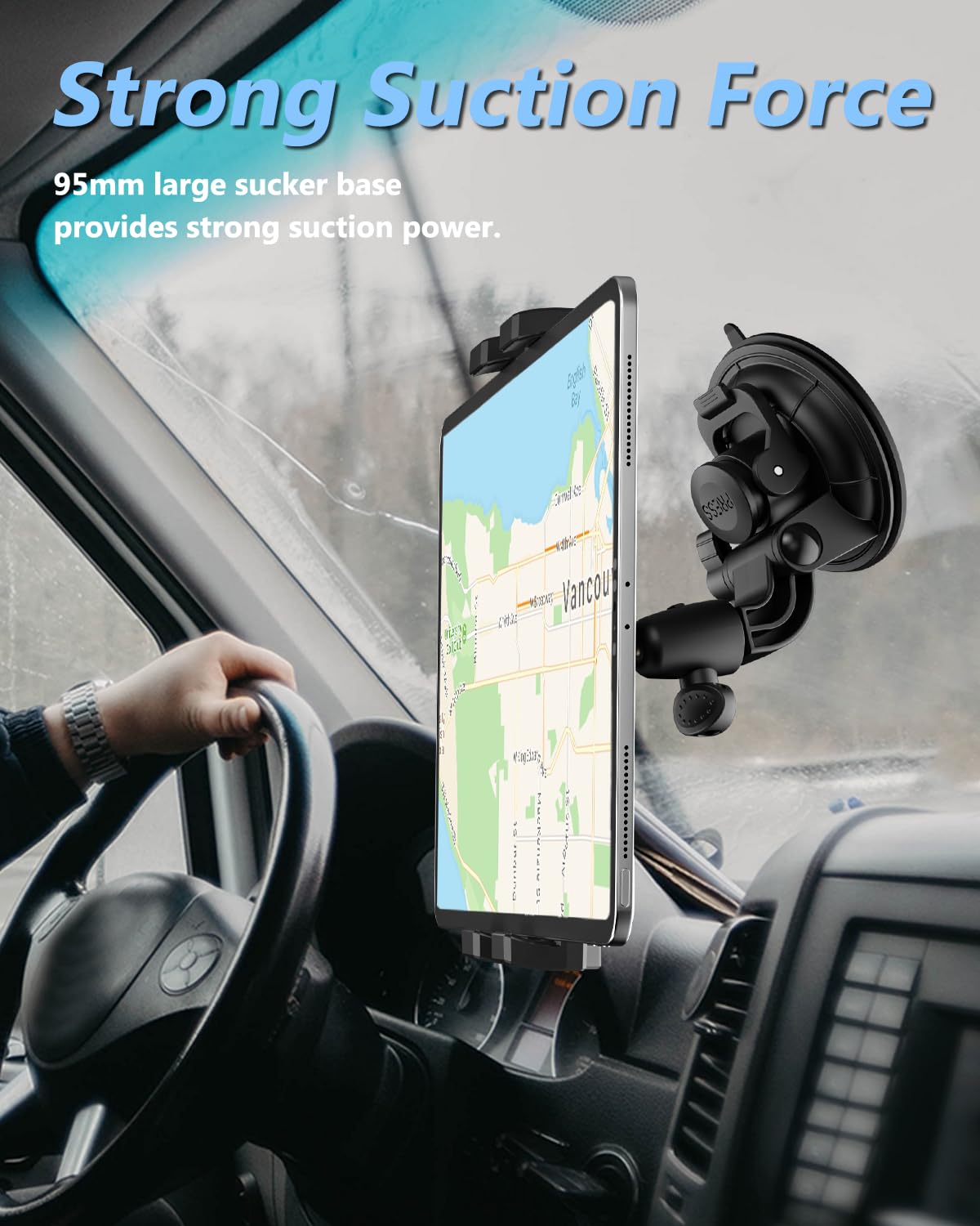 Windshield Car Tablet Holder, Heavy Duty Suction Cup Window Dashboard Tablet Mount For Car/Truck/Vehicle/Suv With 1/4'' Screw Fo