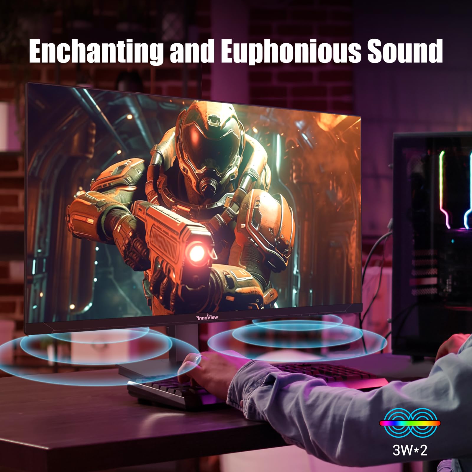 Innoview 27'' 2K 2560 * 1440P Pc Gaming Monitor 180Hz Refresh Rate, 1Ms Response Time, 99% Srgb Color, Amd Freesync/Ips Display/