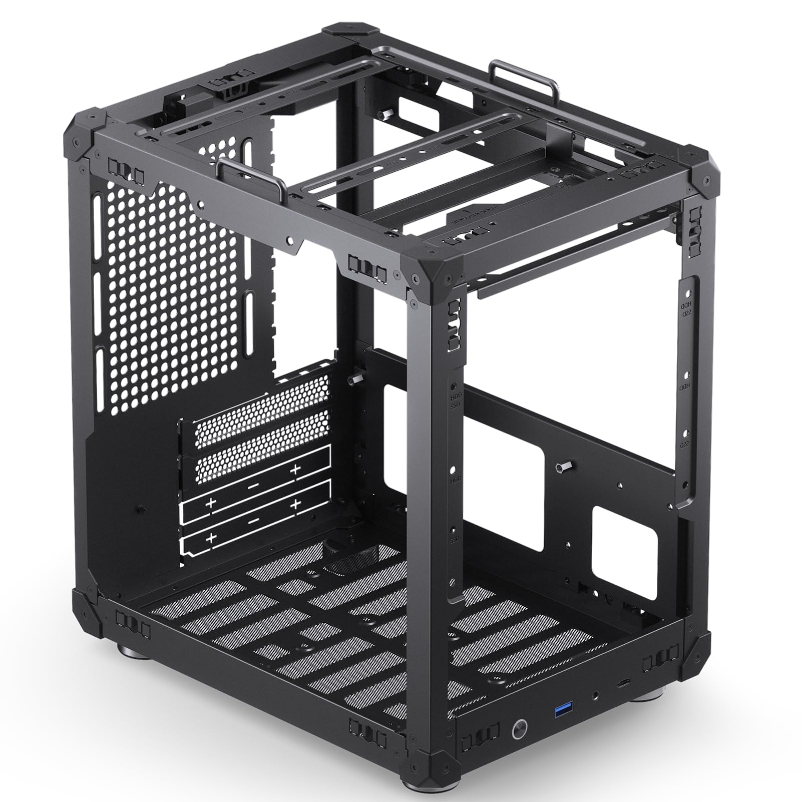Jonsbo C6 Itx Black Mini Itx Handled Mesh Pc Case, Simple Compact Desktop Itx Chassis, Sp Mb Itx/Mini Dtx, Atx Power Bite (L140M