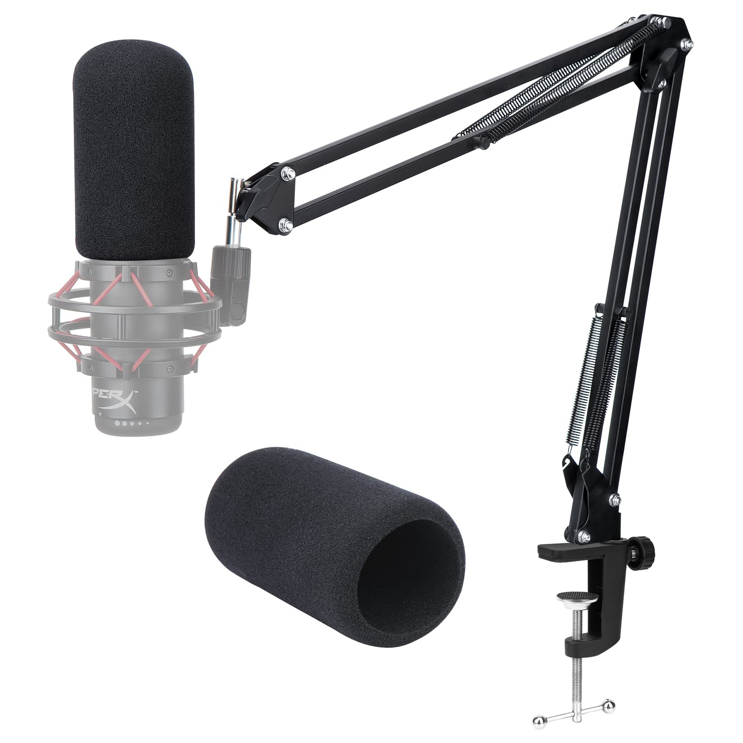 For HyperX Quadcast Boom Arm - Upgraded Mic Stand with Reduce Wind Noises Mic Cover, Adjustable Scissor Mic Arm for Hyperx QuadC