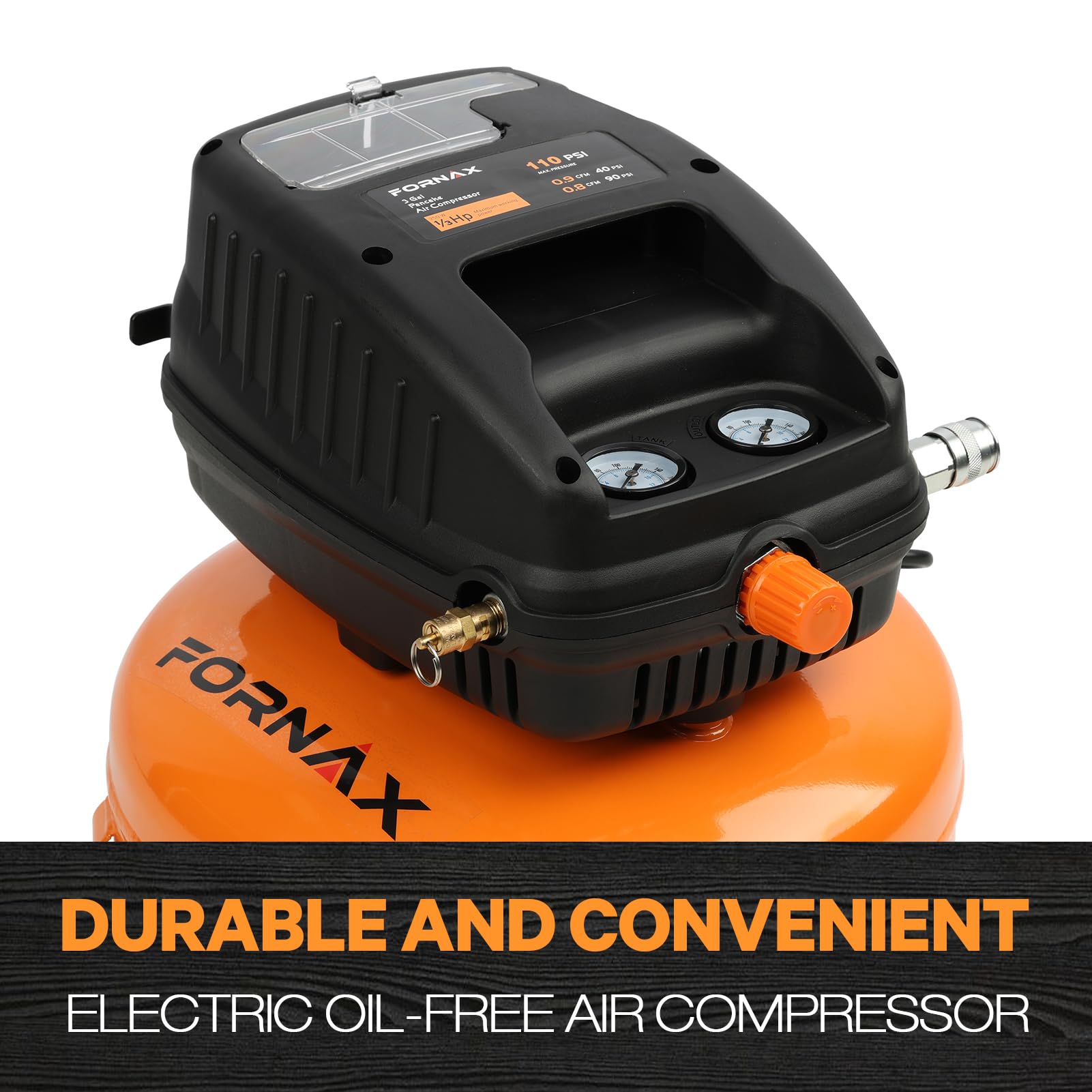 Fornax Pancake Air Compressor, 3 Gallon, 110 Psi Portable Air Compressor, Oil Free