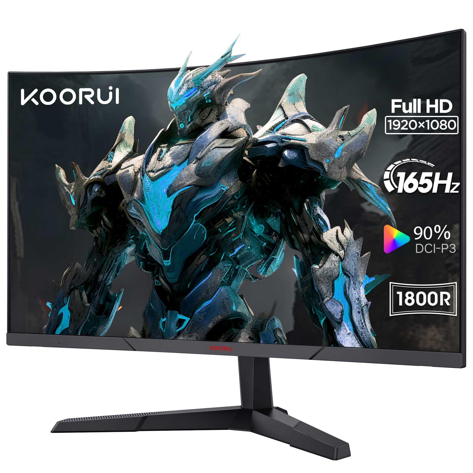 KOORUI 24 Inch Computer Monitor, FHD 1080P Curved Gaming Monitor 165Hz VA 1800R Monitors with Ultra-Thin, HDMI X2 /DP, VESA Comp