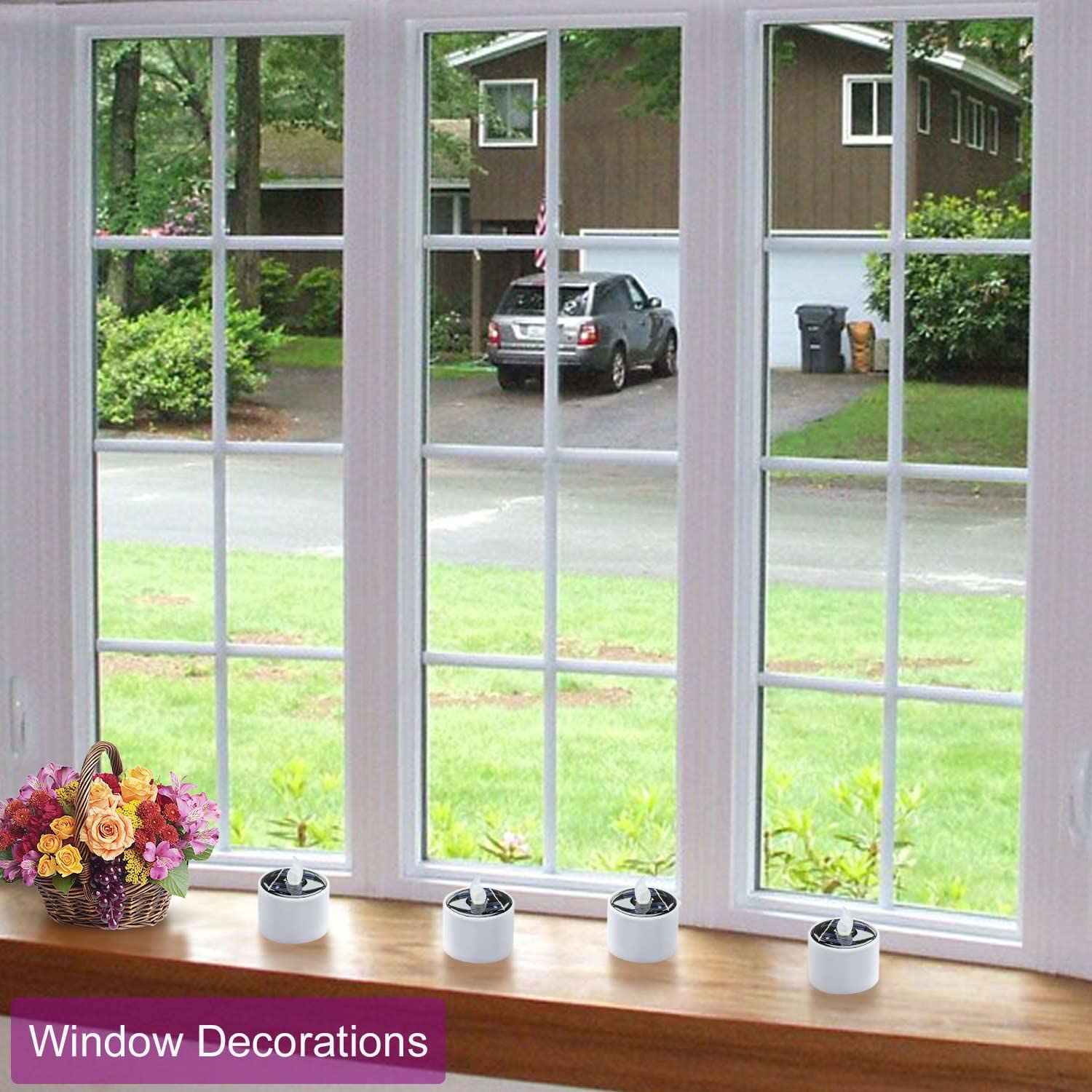 Singtok 6 Pcs Solar Powered Tea Light Waterproof Rechargeable Candles, White Flickering Led Flameless Votive Battery Operated Fo