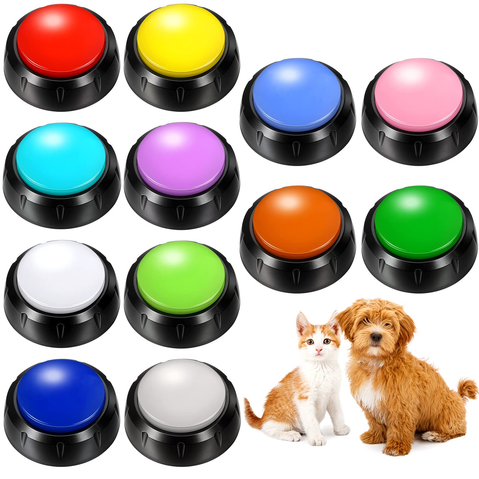 Yunsailing 12 Pcs Voice Recording Button Dog Buttons 30 Seconds Recordable Dog Talking Button Set Dog Communication Buttons Pet 