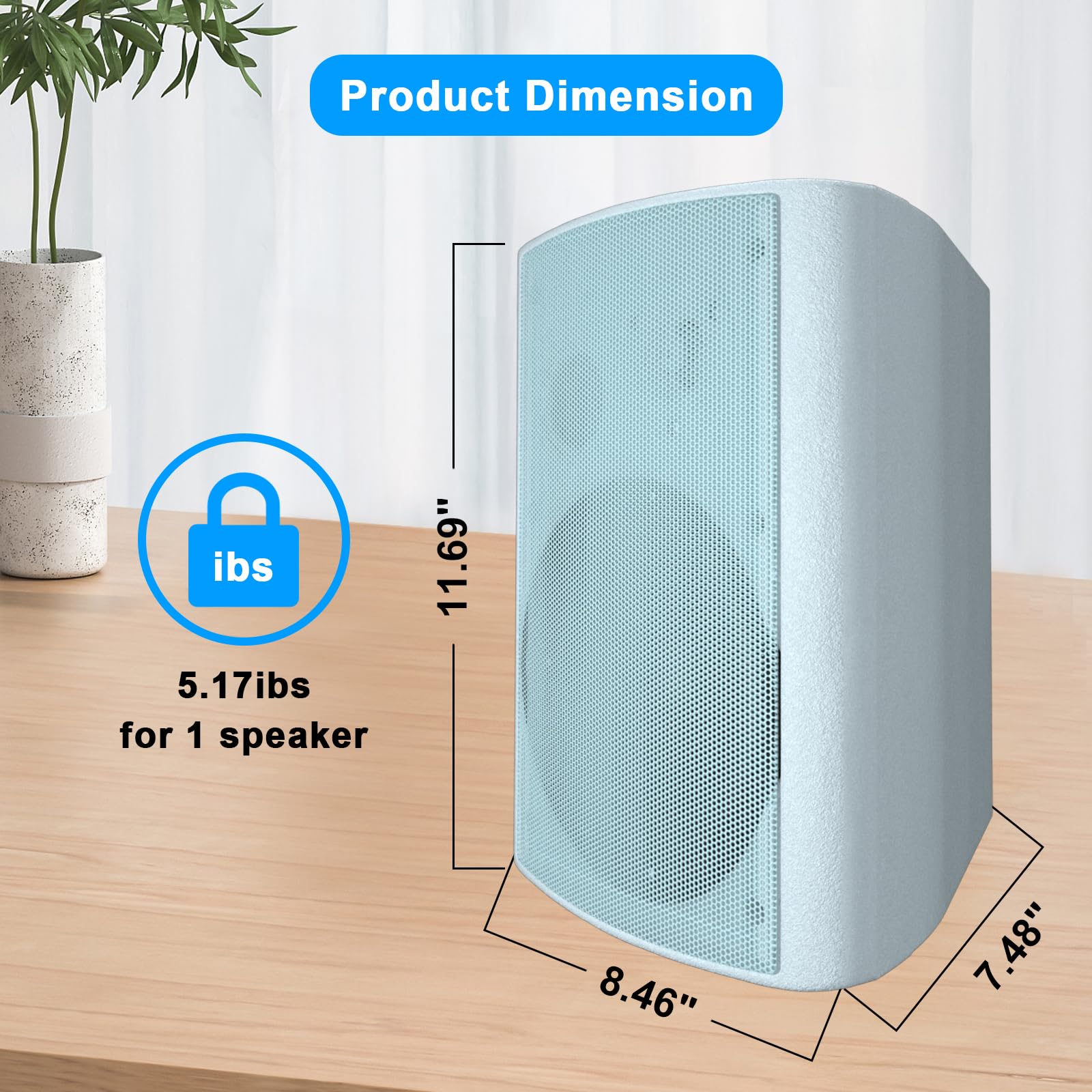 Studiofinix 800W 6.5 Inch Bluetooth Outdoor Speakers Waterproof Wired With Multifunctional Amplifier Wall Mount Weatherproof Lou