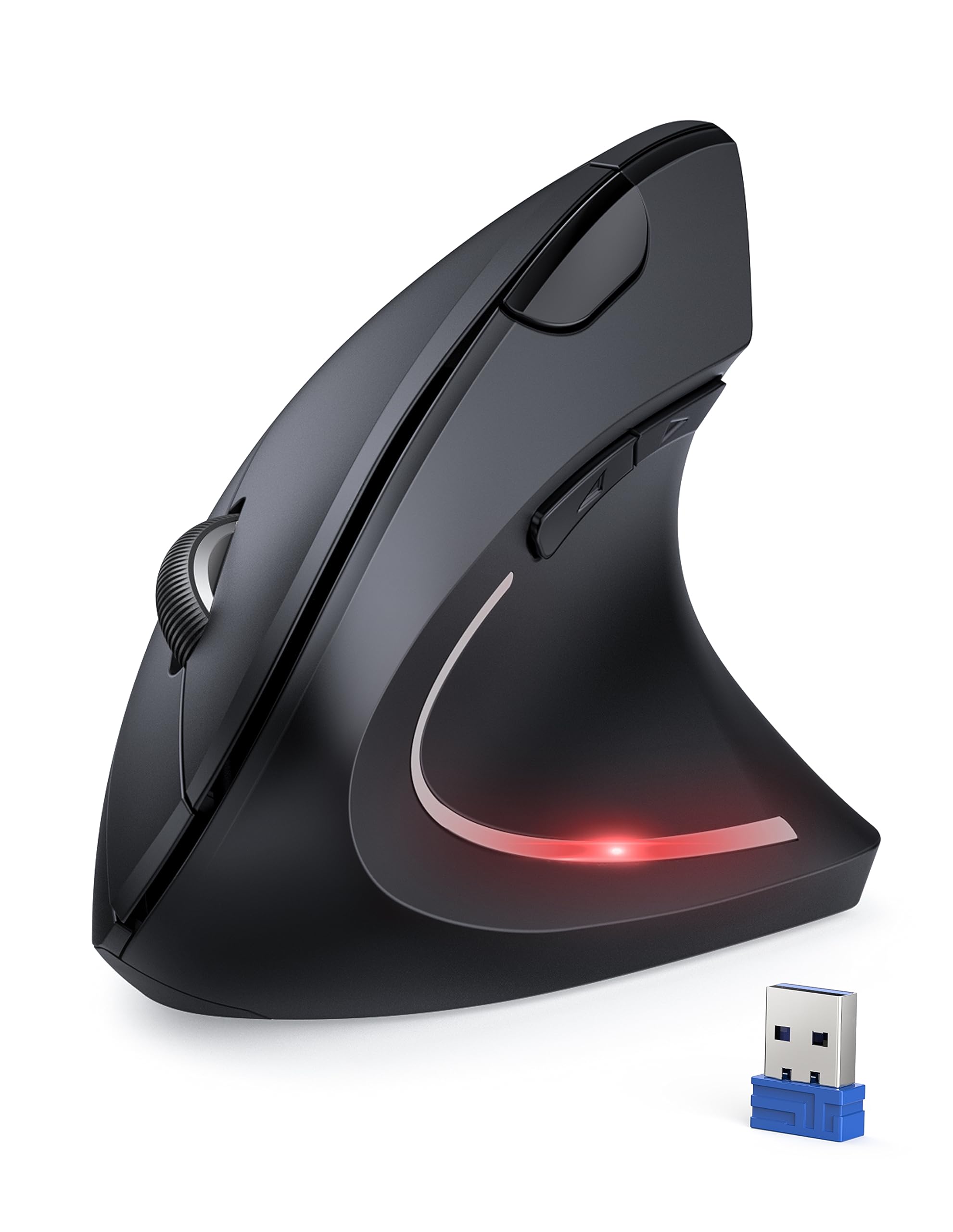 Tecknet Ergonomic Mouse, 4800 Dpi Wireless Vertical Mouse With 5 Adjustable Dpi Levels, 2.4Ghz Optical Carpal Tunnel Mouse, 6 Buttons Wireless Mouse For Laptop, Desktop, Pc, Macbook   Black