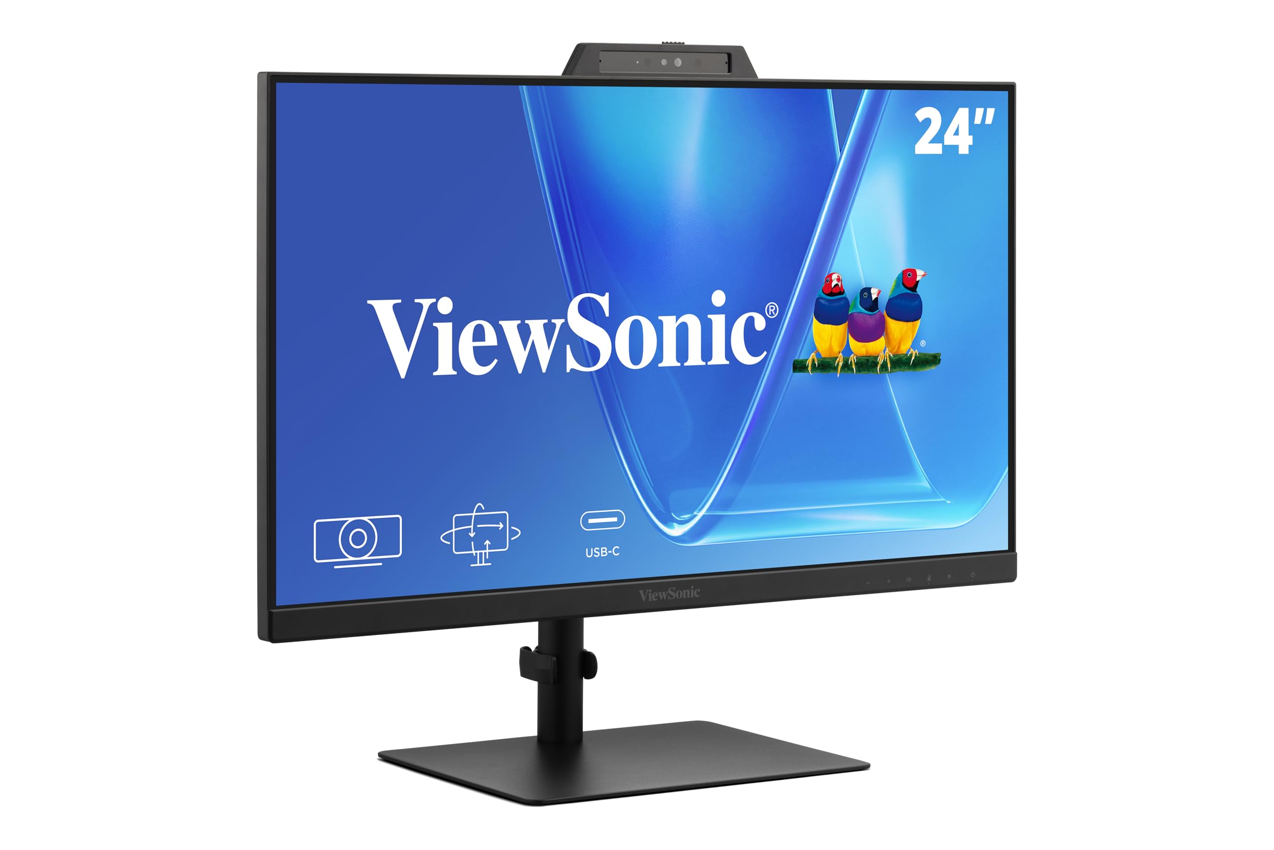ViewSonic VG2441V 24 Inch 1080p Monitor, IPS Display with Windows Hello, Built-in Microphone, and IR 5MP Webcam for Smooth Video