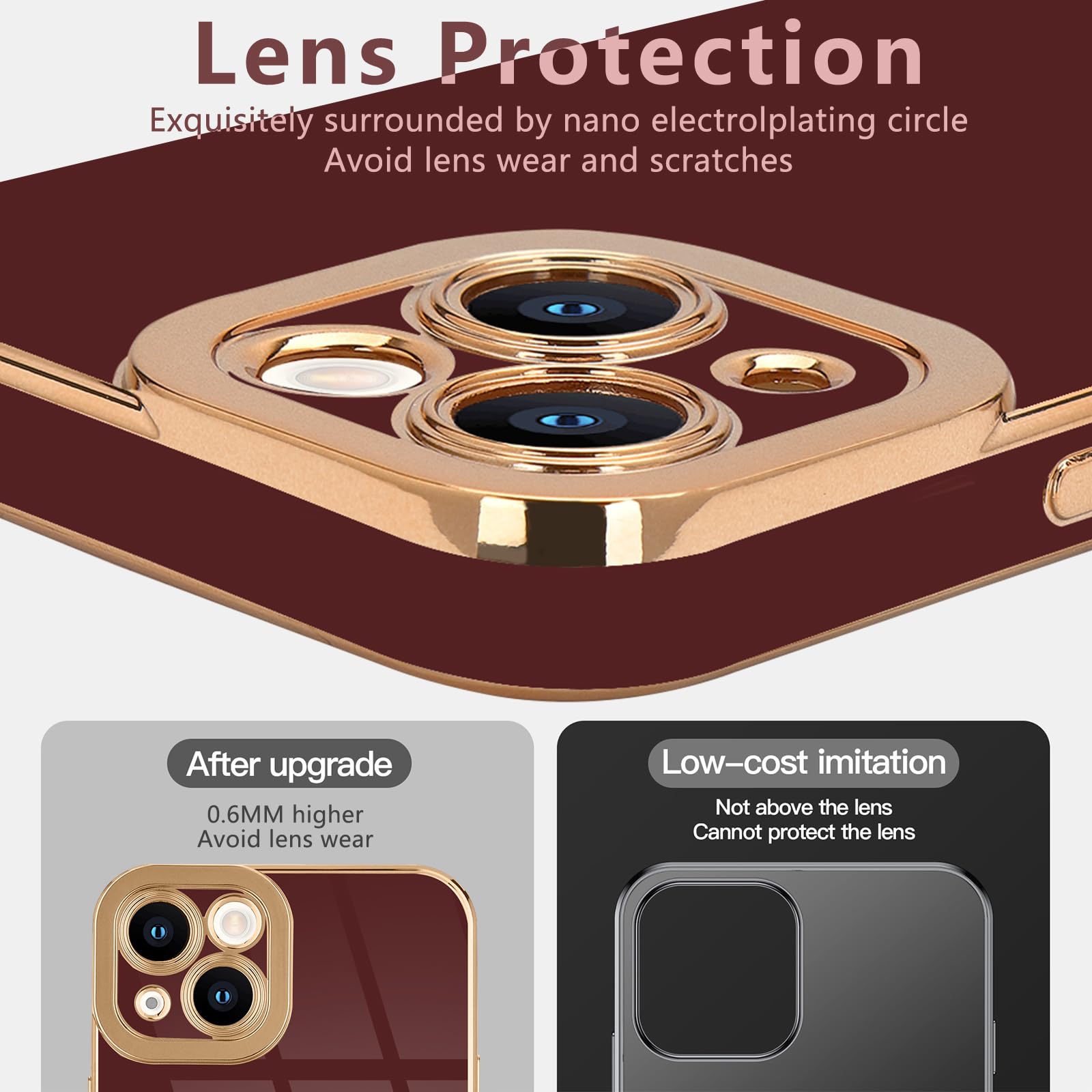 Lafunda Designed For Iphone 14 Case Cute, Luxury Plating Case For Women Girls Elegant Gold Edge Soft Tpu Bumper Cover With Camer