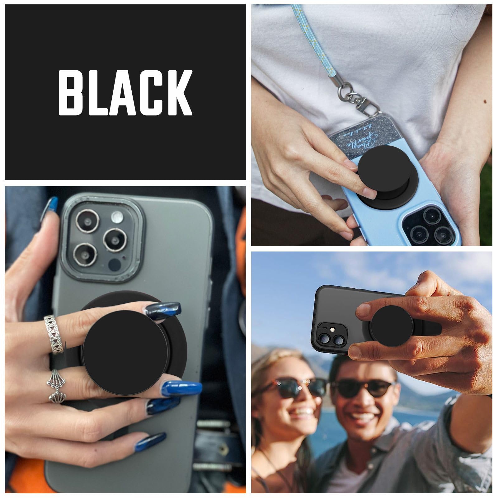 Ttangrip Compatible With Magsafe Magnetic Black Collapsible Mobile Phone Grip Stand Holder For Smartphone Tablet Cell Phone Acce