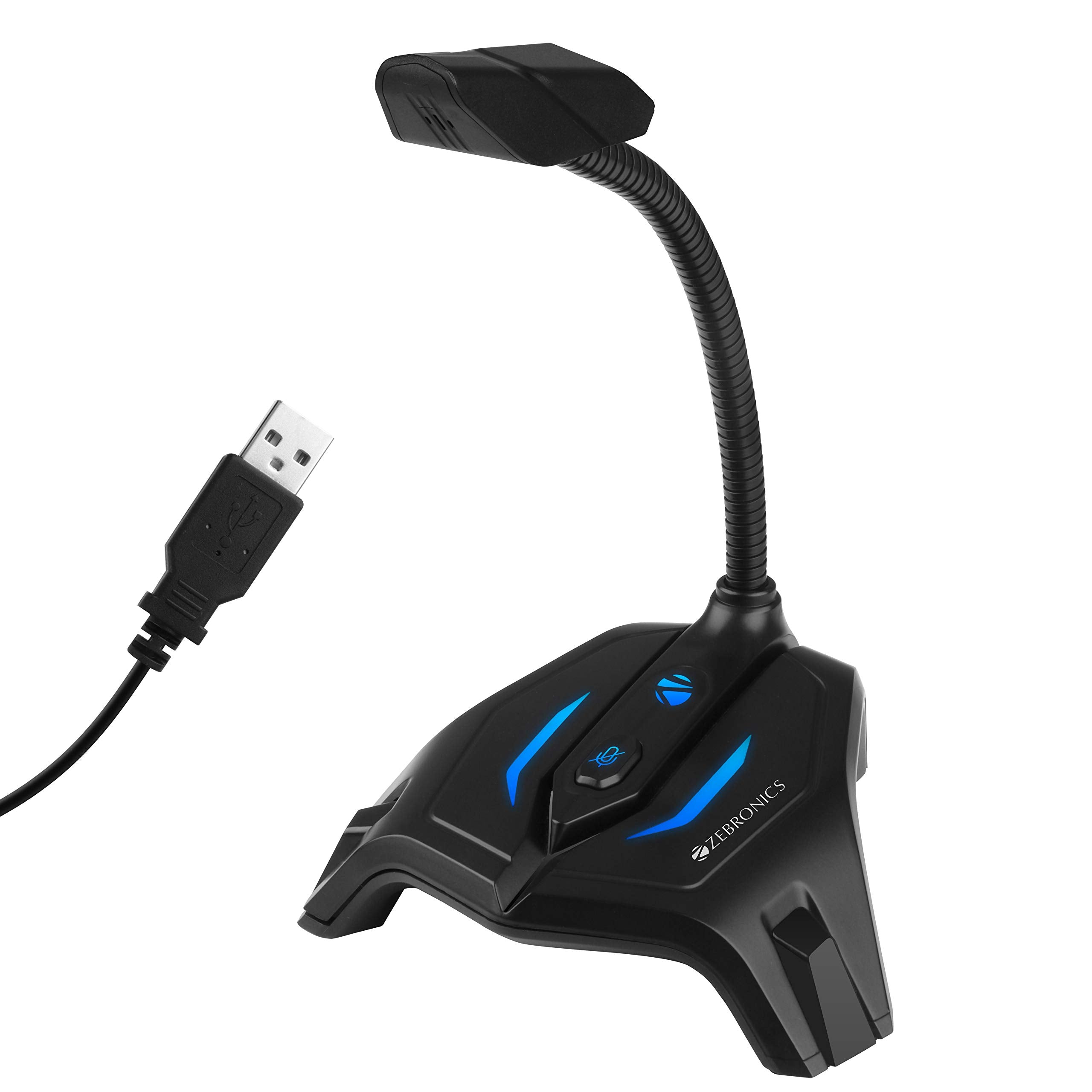 Zebronics ZebKlarity USB Gaming Mic for Recording / Streaming, compatible with PC, Omni Directional sound pickup, Flexible Neck