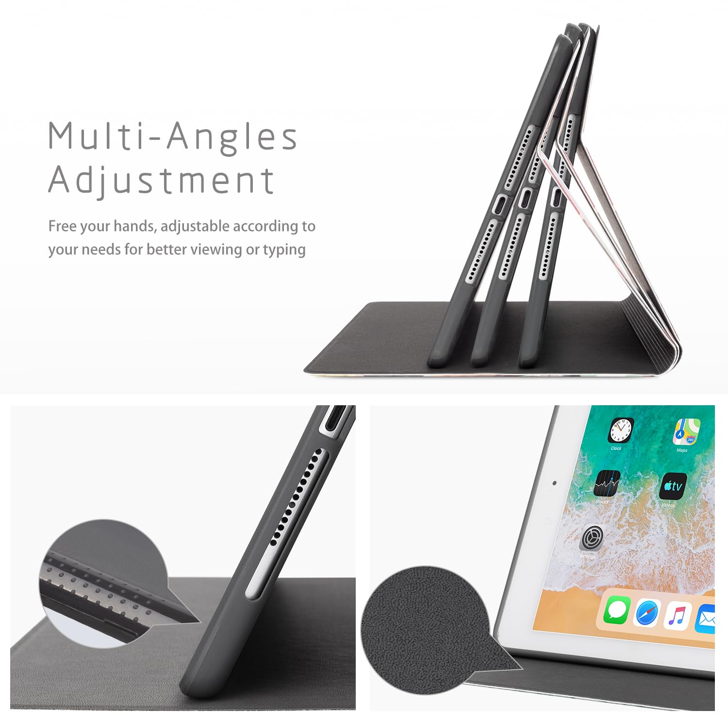 Lokigo Ipad 6Th Generation Case, Ipad 5Th Generation Case, Ipad Air 2/1 Case Kids Girls, 9.7 Inch Soft Pu Back Cover Multi Viewi