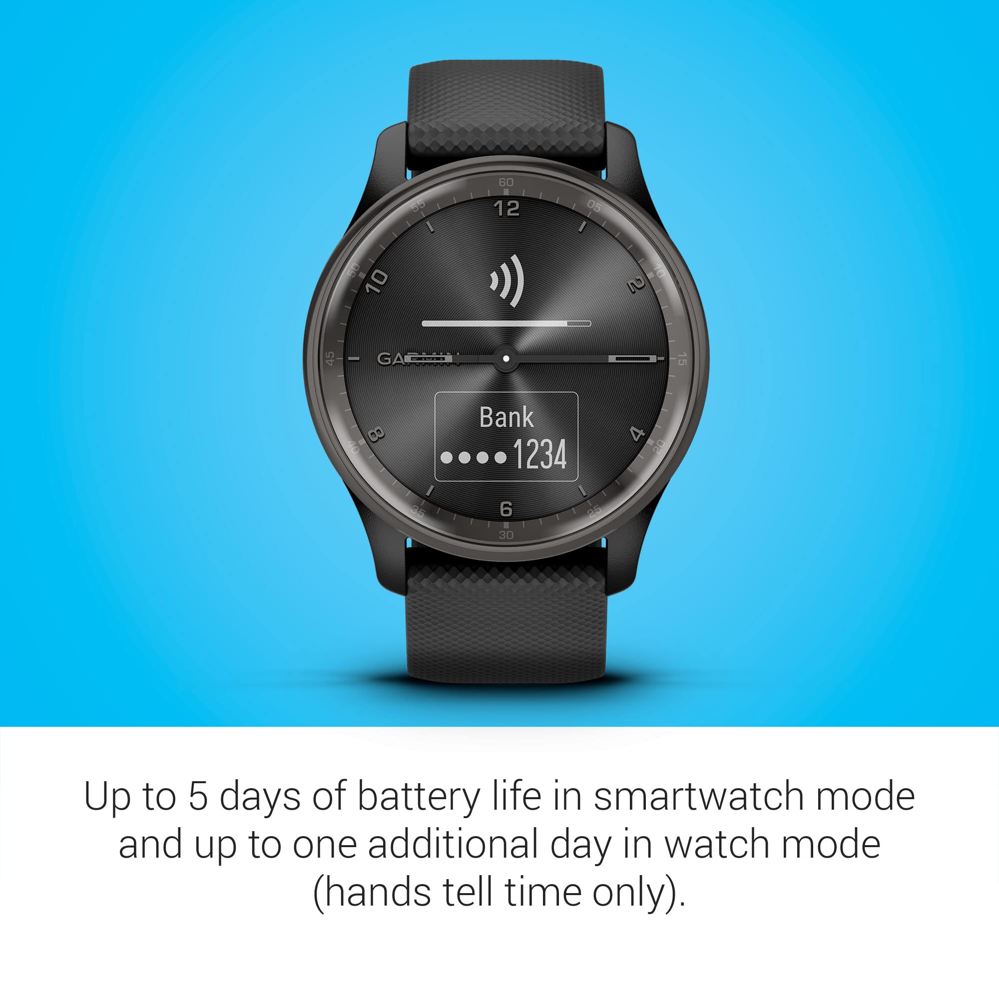 Garmin V  Vomove Trend, Stylish Hybrid Smartwatch, Long-Lasting Battery Life, Dynamic Watch Hands And Touchscreen Display, Black