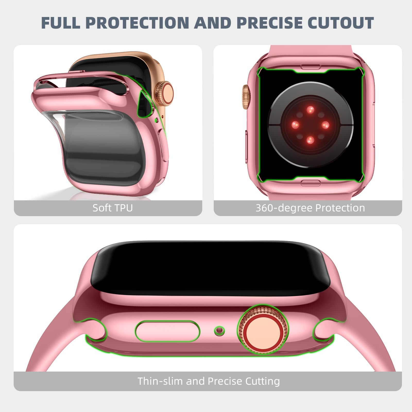 Geak Compatible With Apple Watch Case 45Mm, Soft Hd High Sensitivity Apple Watch Screen Protector 45Mm With Tpu All Around Anti