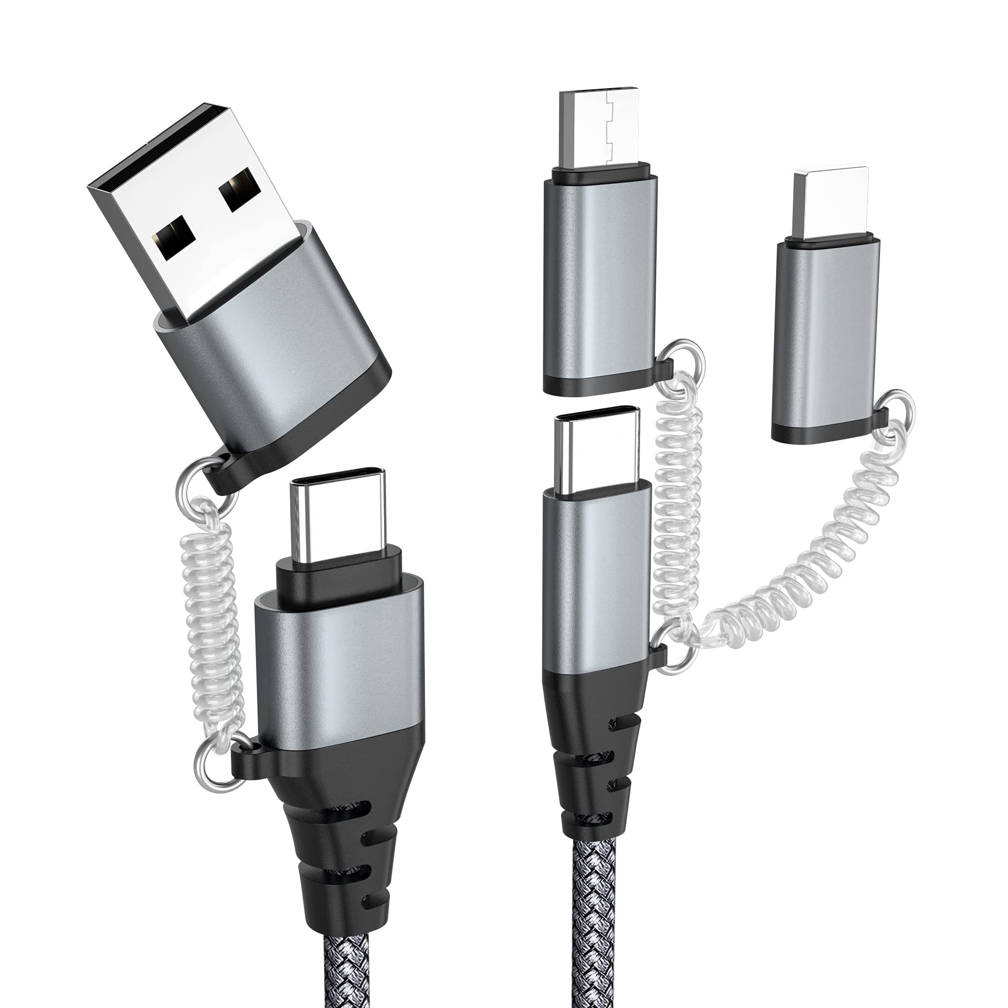 Usb C Multi Fast Charging Cable Pd 60W 3A Data Sync Nylon Braided Cord Usb A/C To Type C/Micro/Iphone Adapter Qc Fast Charging C