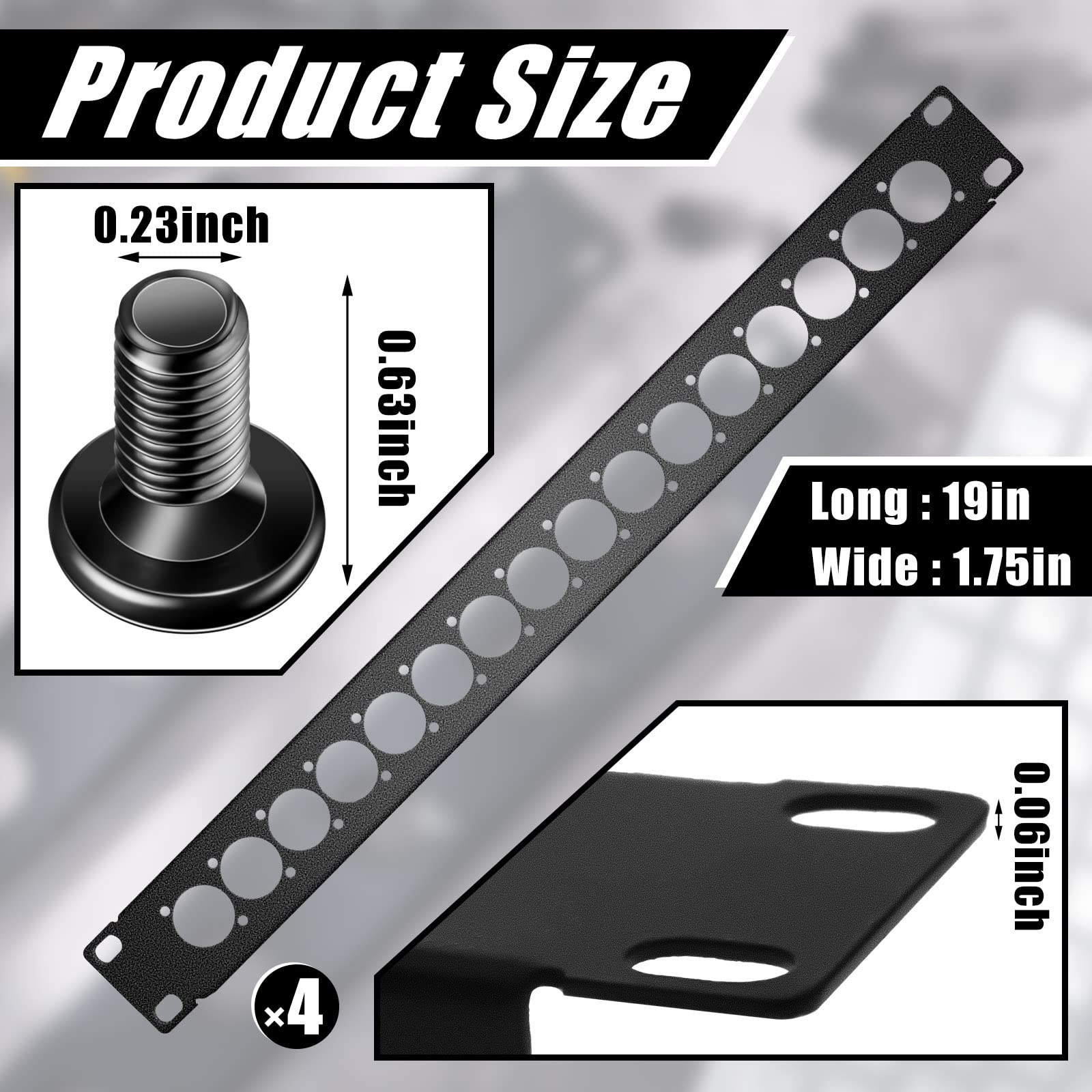 4 Pcs 1U Rack Panel Xlr Hdmi Audio Rack Mount Panel Connectors With M6 Screws Metal Punch Out Component Panel For Audio Enclosur