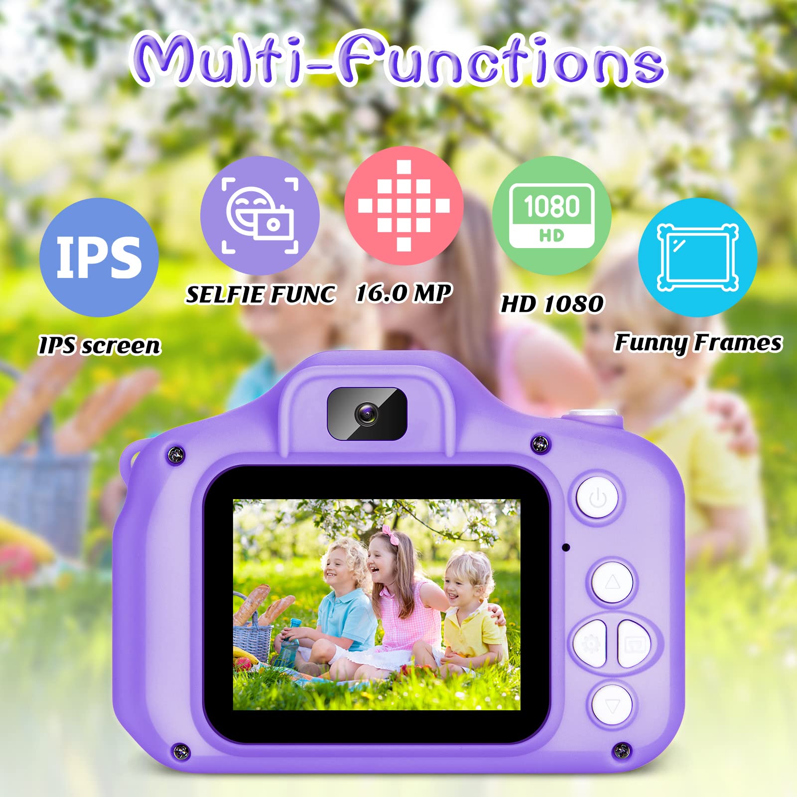 Kids Camera For Boys And Girls, Sineau Digital Camera For Kids Toy Gift, Toddler Camera Birthday Gift For Age 3 4 5 6 7 8 9 10 W