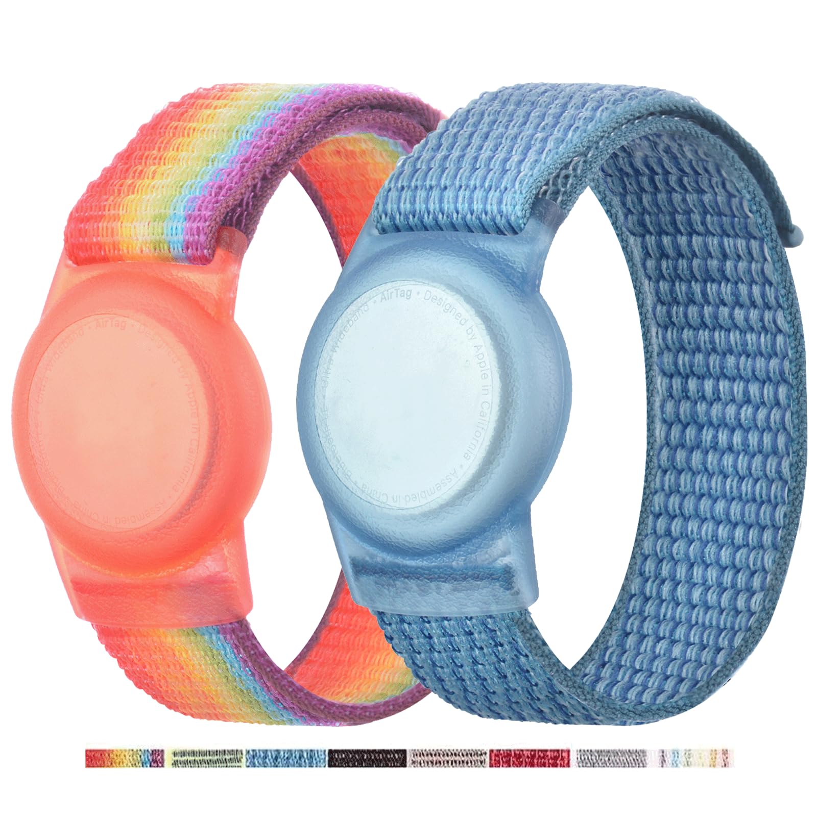 2 Pack AirTag Bracelet for Kids, Apple Air Tag Protective Cover with Nylon Wristband, Anti Lost GPS Trackers Case Cover Elastic 