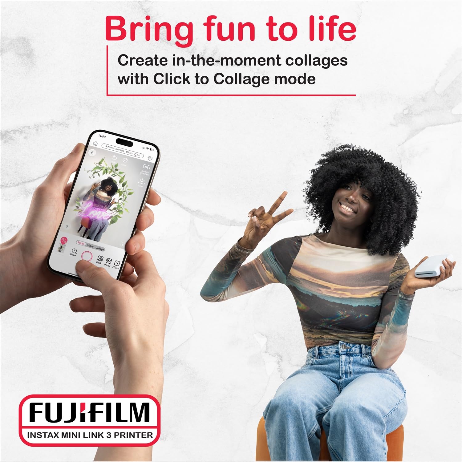 Fujifilm Instax Mini Link 3 Printer Bundle Instax Mini Film (40 Sheets), Instax Mini Link 3 Protective Case (Rose Pink)