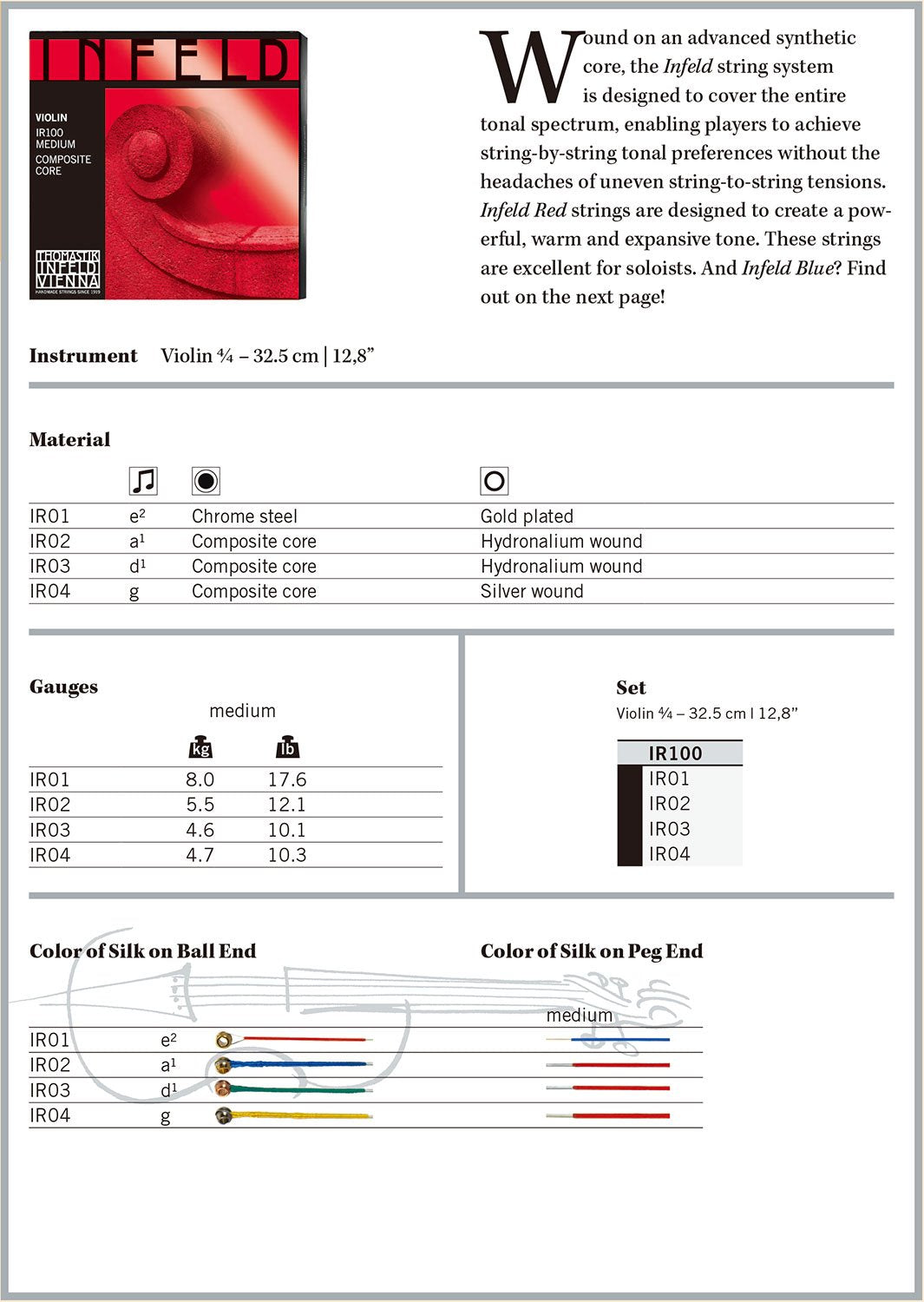 Thomastik Infeld Ir100 Infeld Red Violin Strings Set 4/4 Size